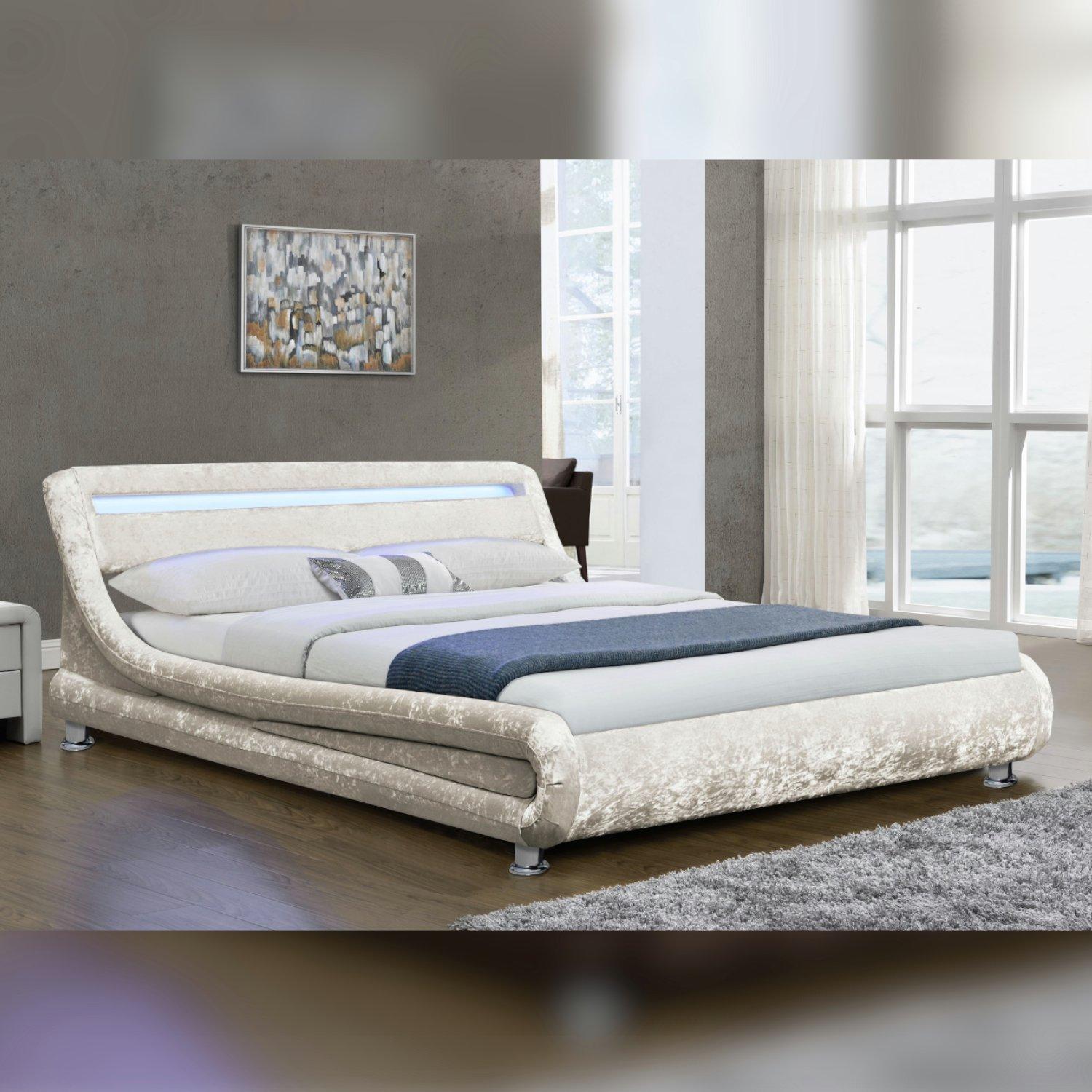 Velvet Designer Curved Bed Frame with Mattress