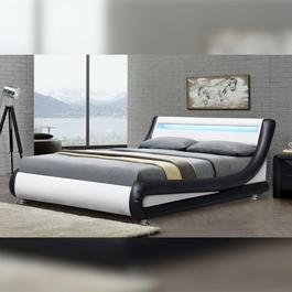 Comfy Living Leather Designer Curved LED Bed Frame Only