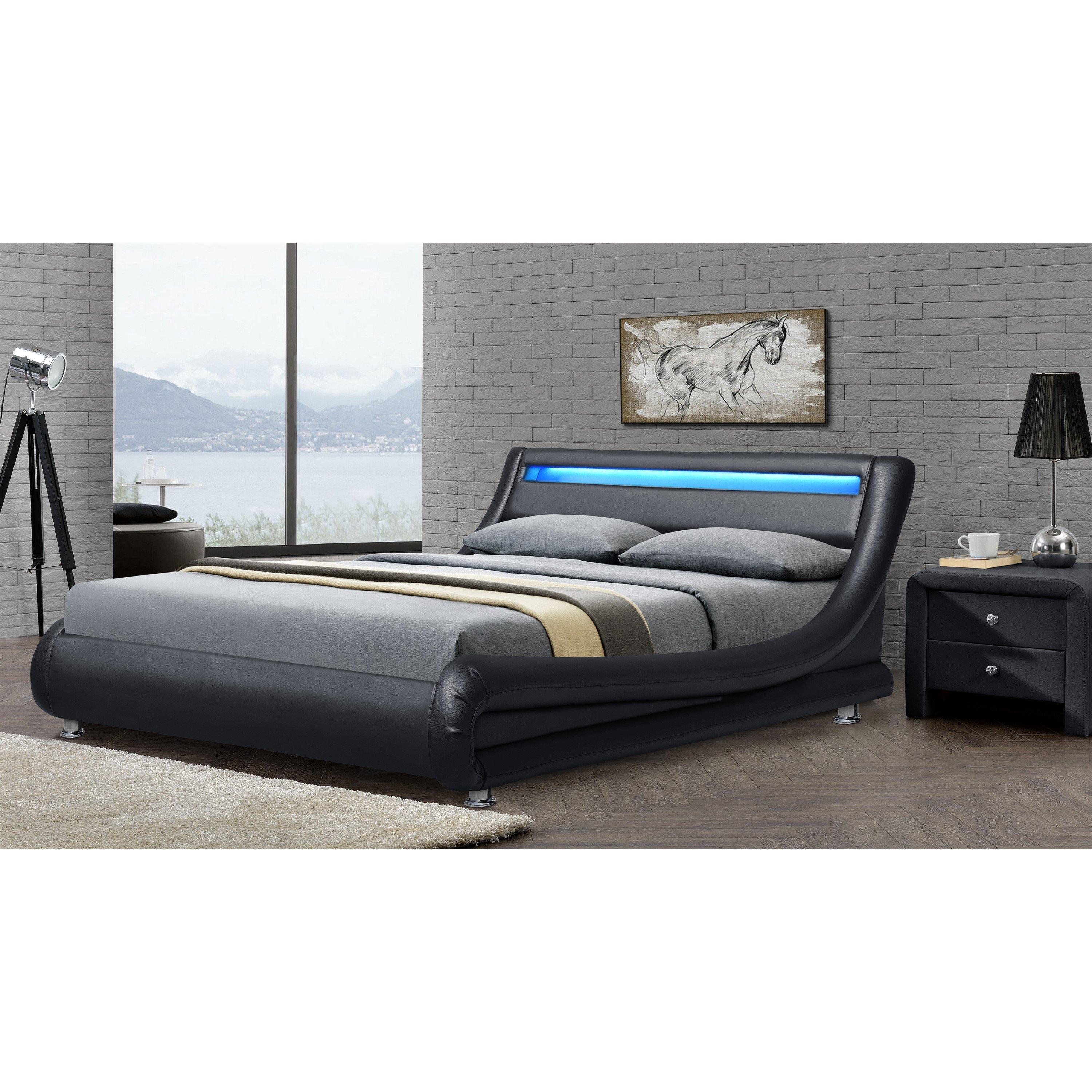 Leather Designer Curved Bed Frame with Mattress