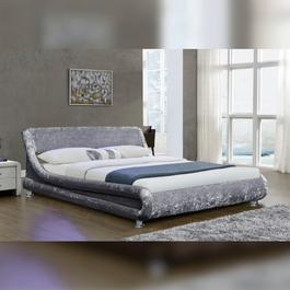 Comfy Living Velvet Designer Curved Bed Frame with Mattress