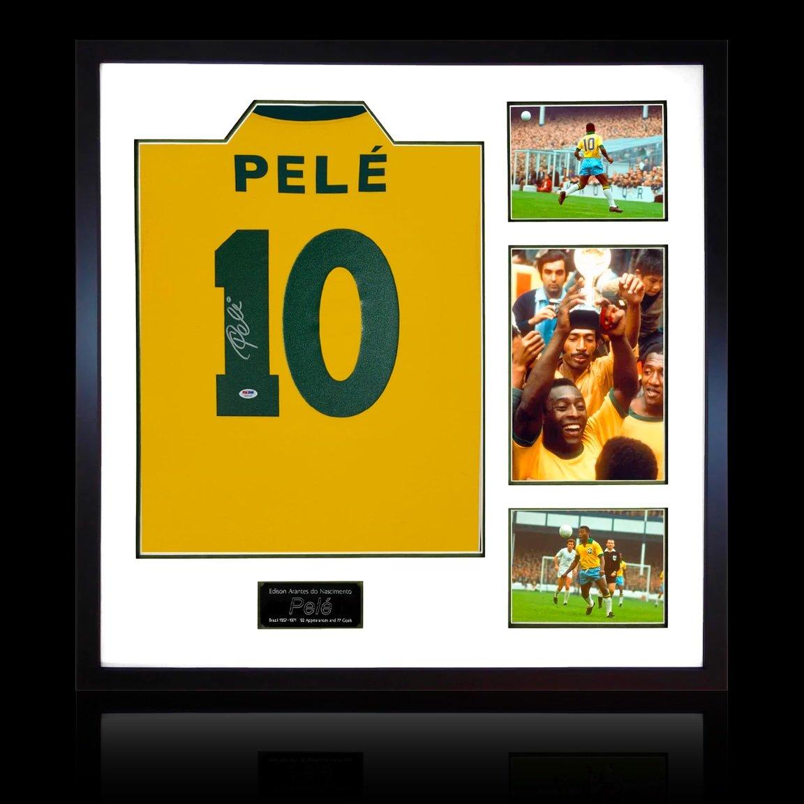 Yellow - The Fan Cave - Pele Back Signed Framed Shirt Elite Frame