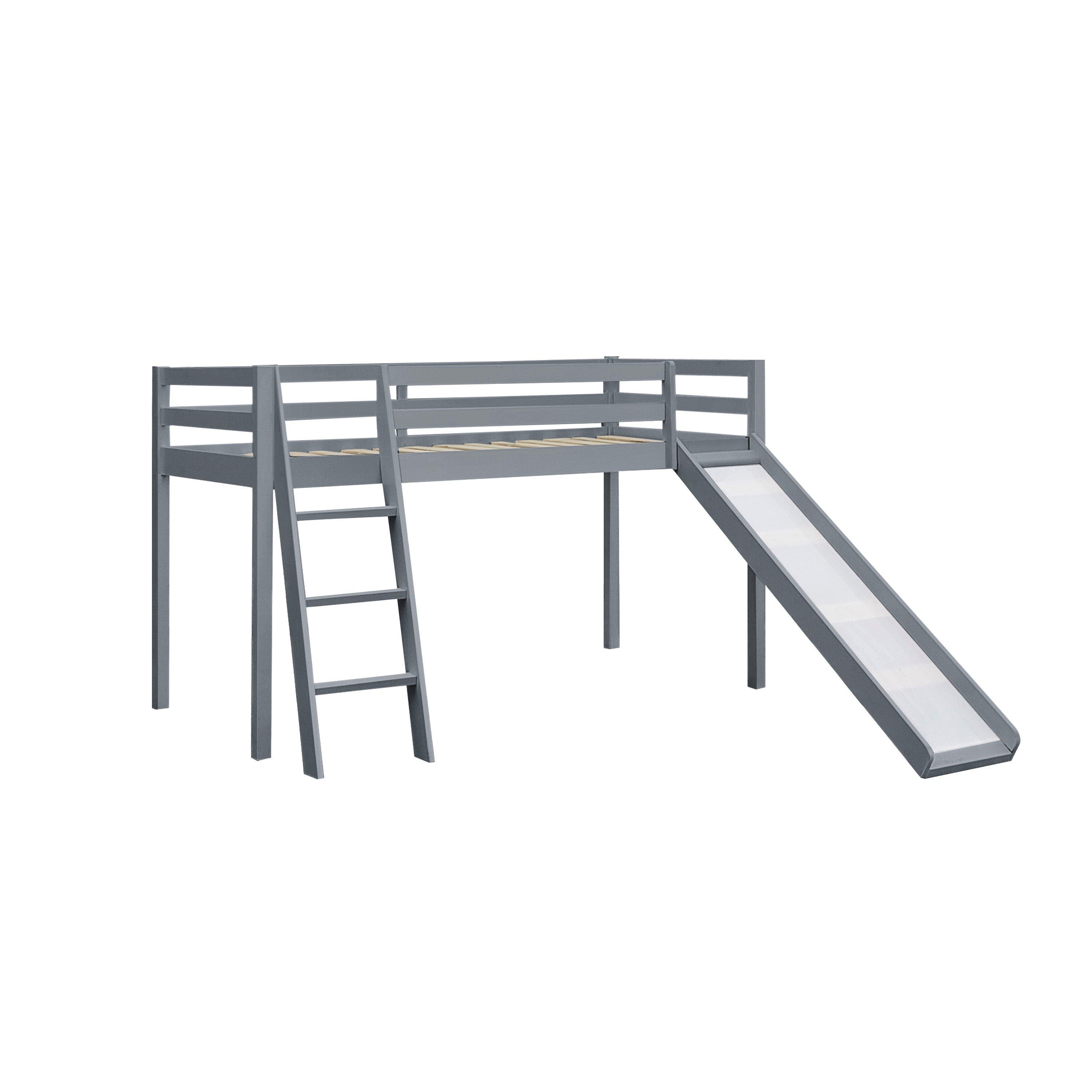 Grey - Comfy Living - Wooden Mid Sleeper with Slide Bed Frame and Mat - 2