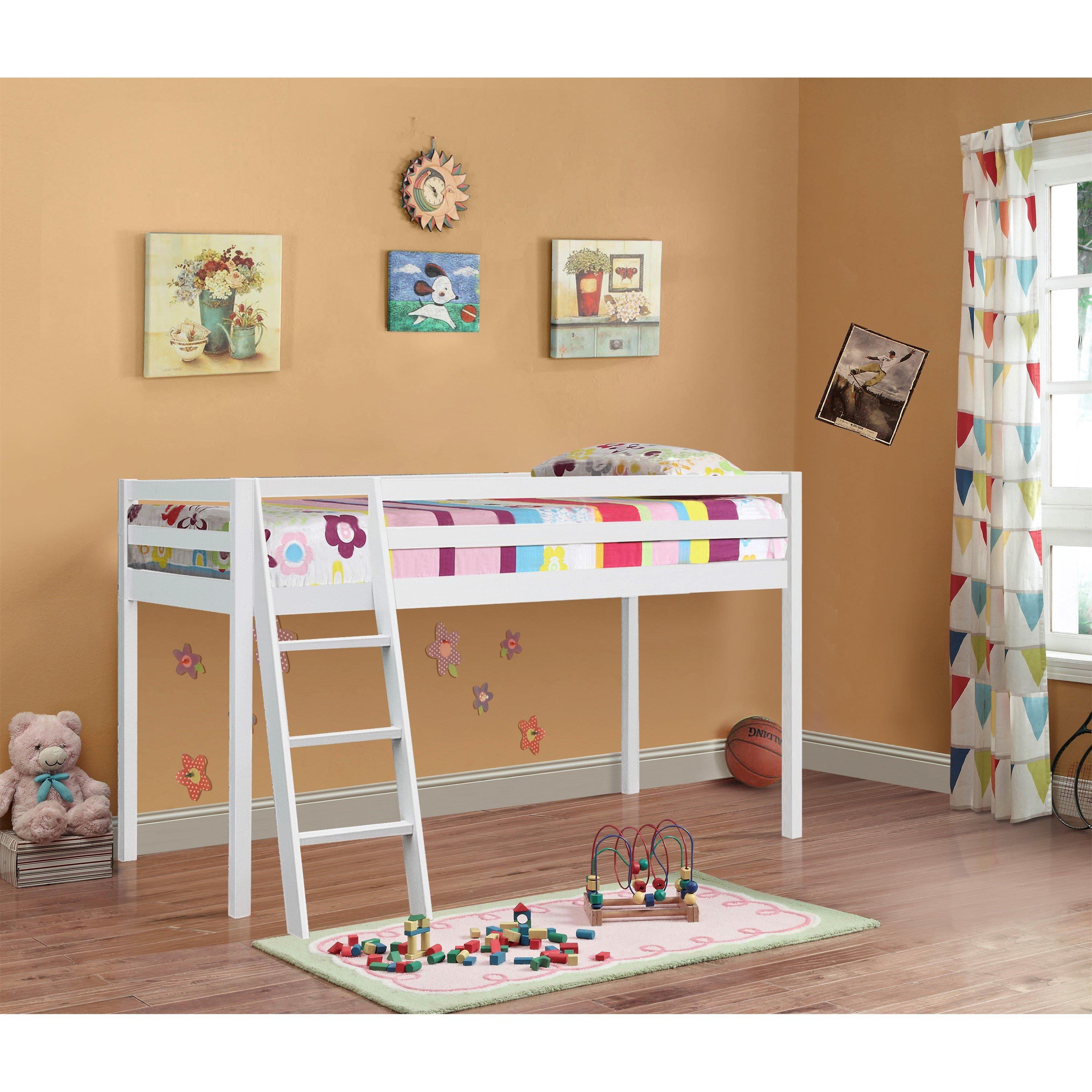 White - Comfy Living - Wooden Mid Sleeper Bed Frame with Mattress - 1