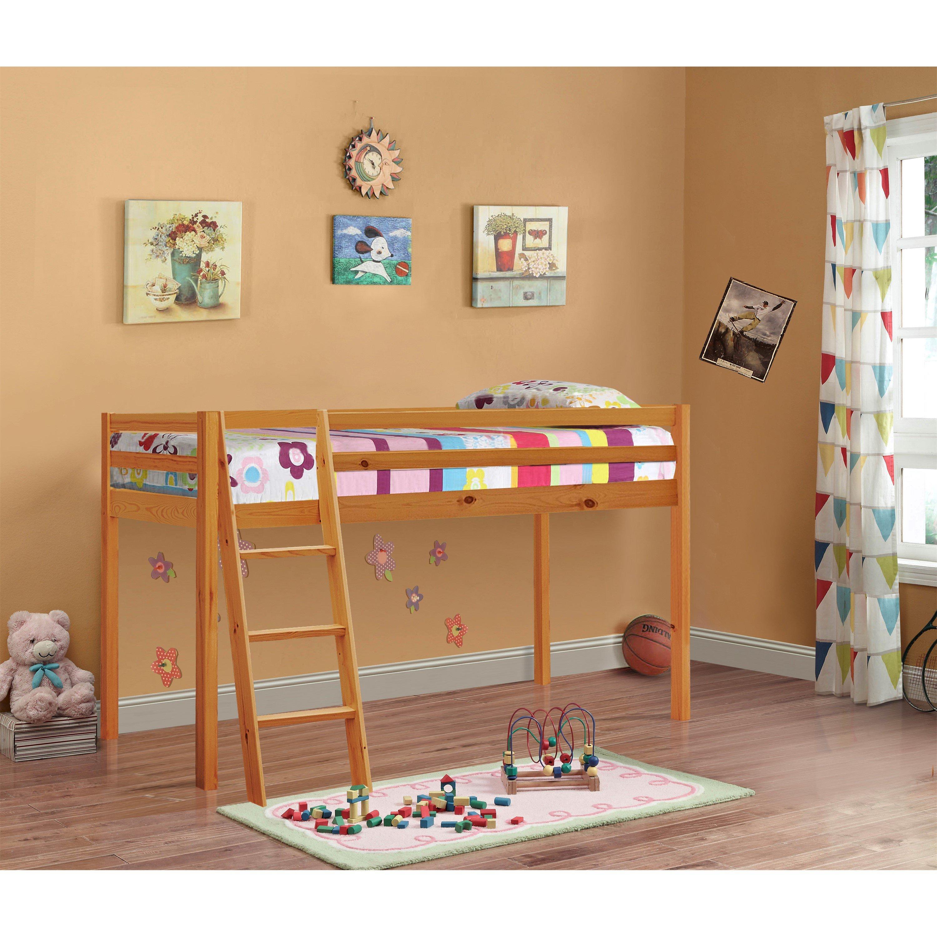 Comfy Living  Kids Wooden Mid Sleeper Bed Frame With Mattress - Caramel - Single