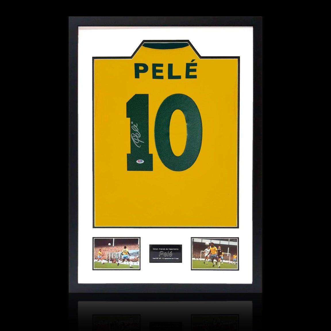 Yellow - The Fan Cave - Pele Back Signed Brazil Shirt Premium Frame