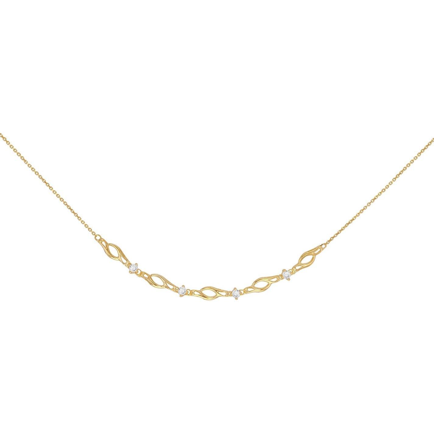 Yellow Gold - Be You - 9ct Gold CZ and Twist Curve Necklace - 2