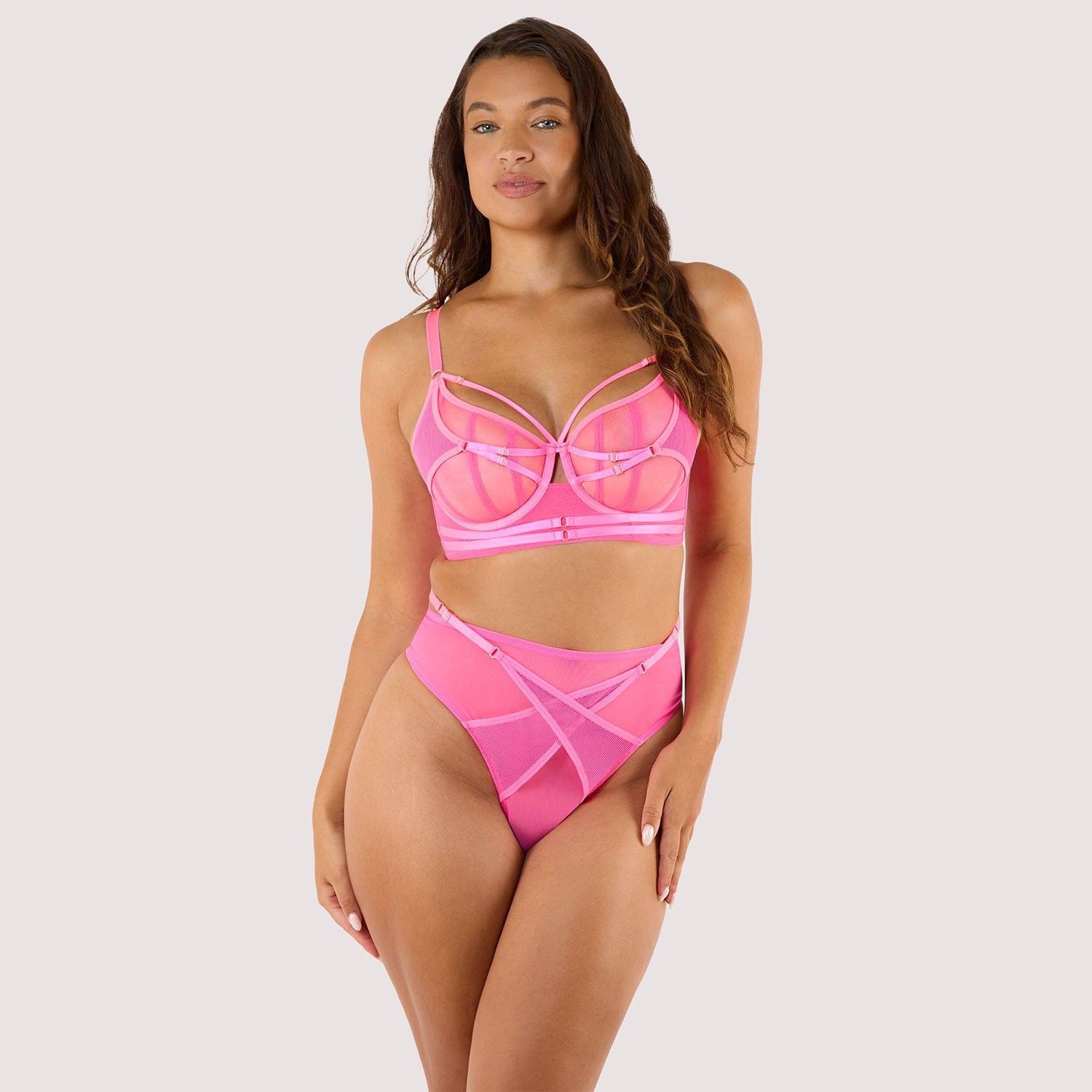 Neon Pink - Playful Promises - Eddie Neon Pink Crossover Thong - 3
