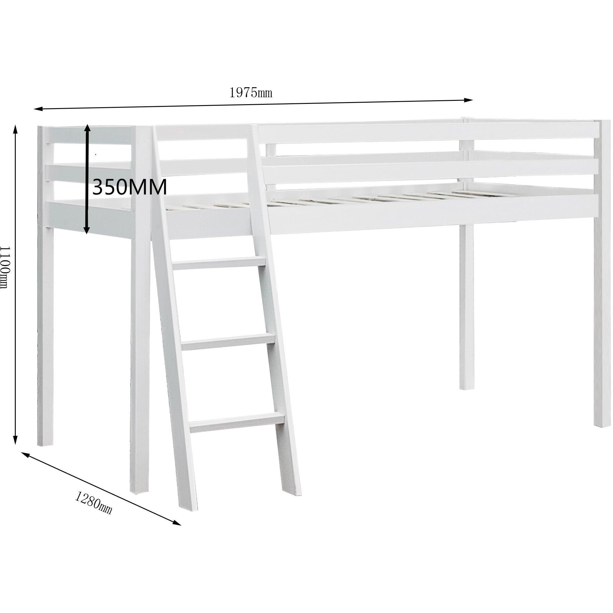 White - Comfy Living - Wooden Mid Sleeper Bed Frame - 2