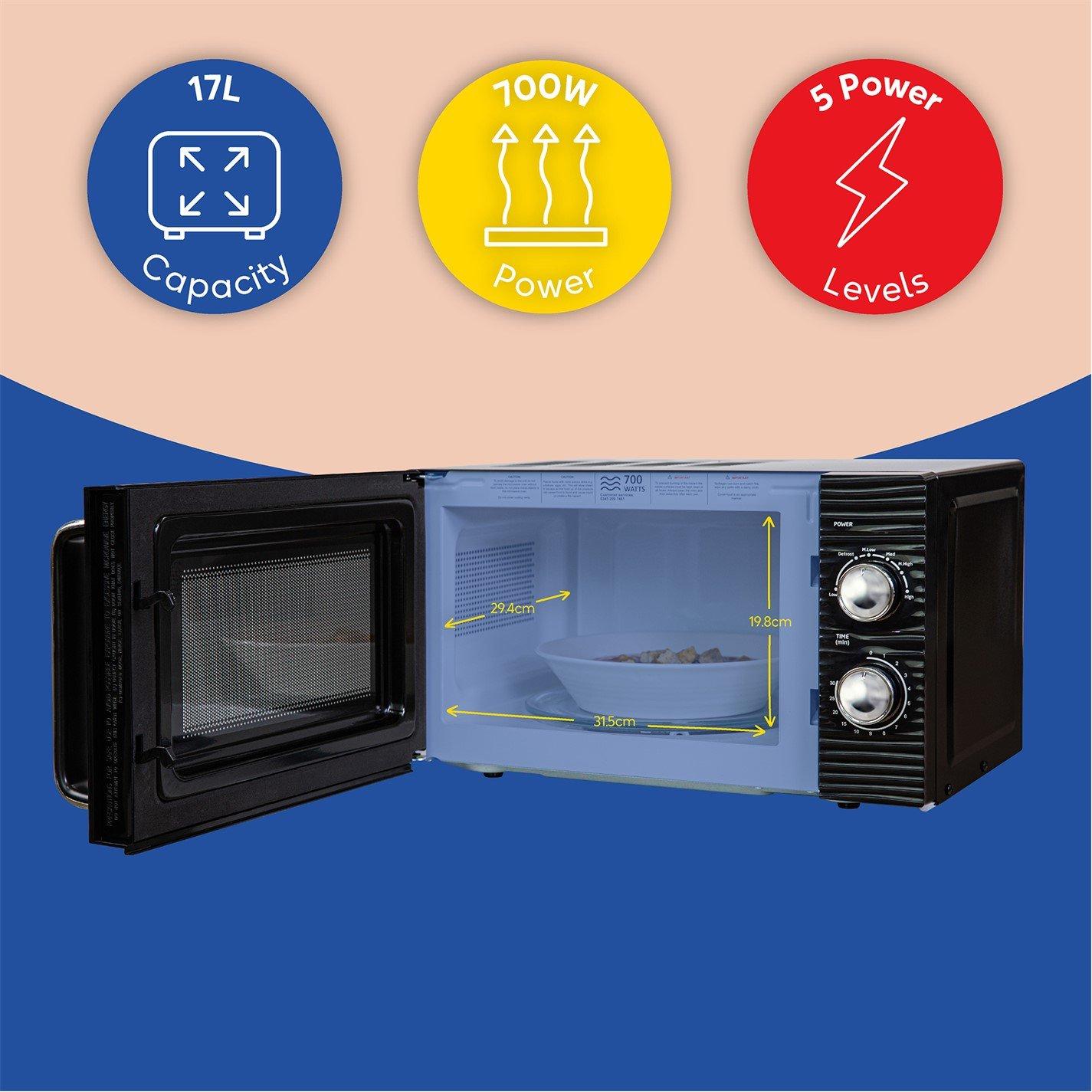 Black - Russell Hobbs - RHM1731B 17L Manual Microwave - 2