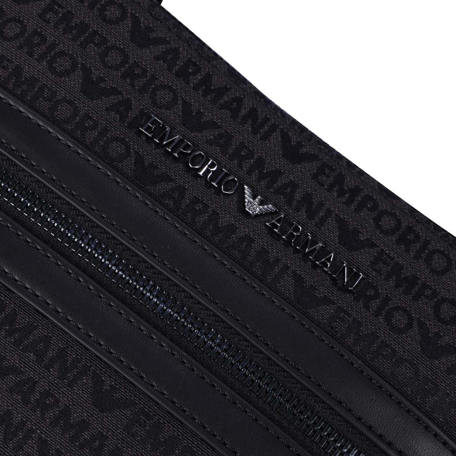Black - Emporio Armani - Allover Lettering Messenger Bag - 3