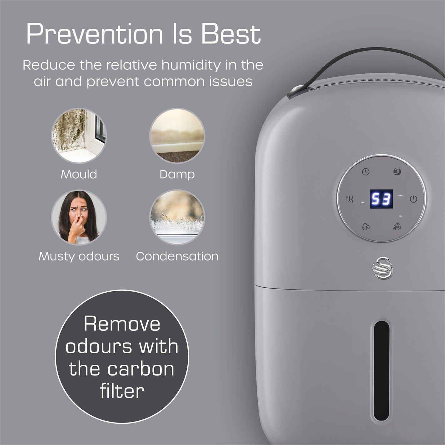 Grey - Swan - Swan Retro 5L Dehumidifier with 24 Hour Timer and - 4