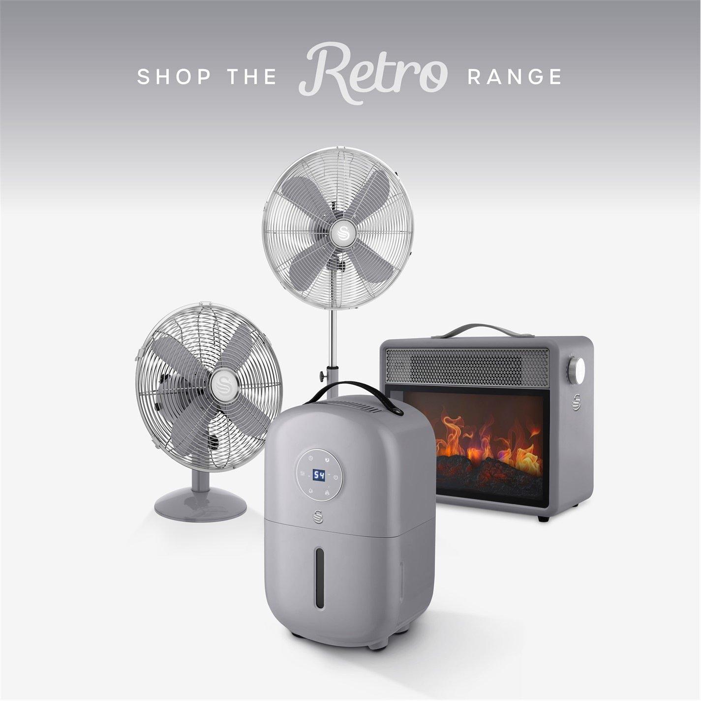 Grey - Swan - Swan Retro 5L Dehumidifier with 24 Hour Timer and - 5