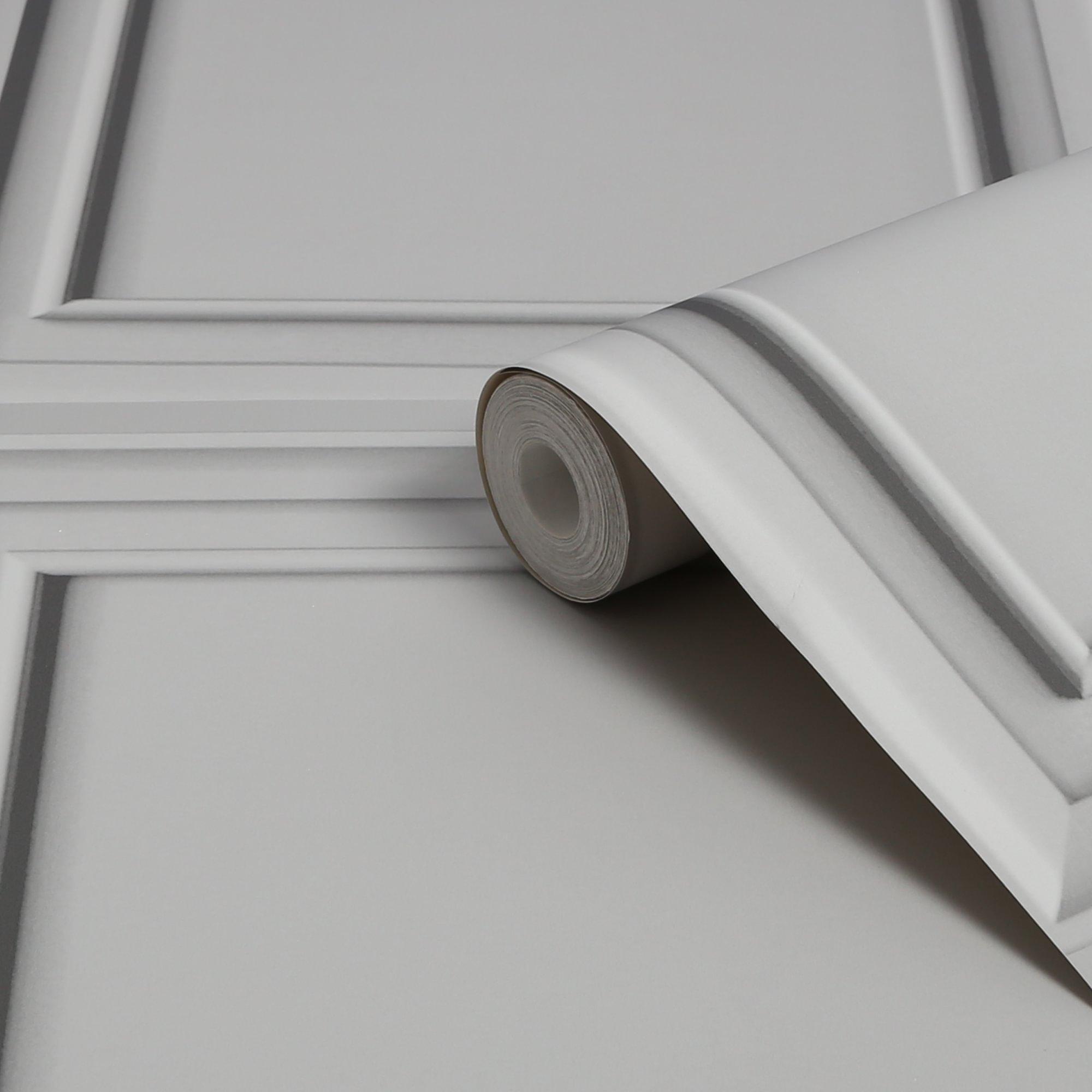 Grey - Fresco - Grey Wood Panelling Wallpaper - 4