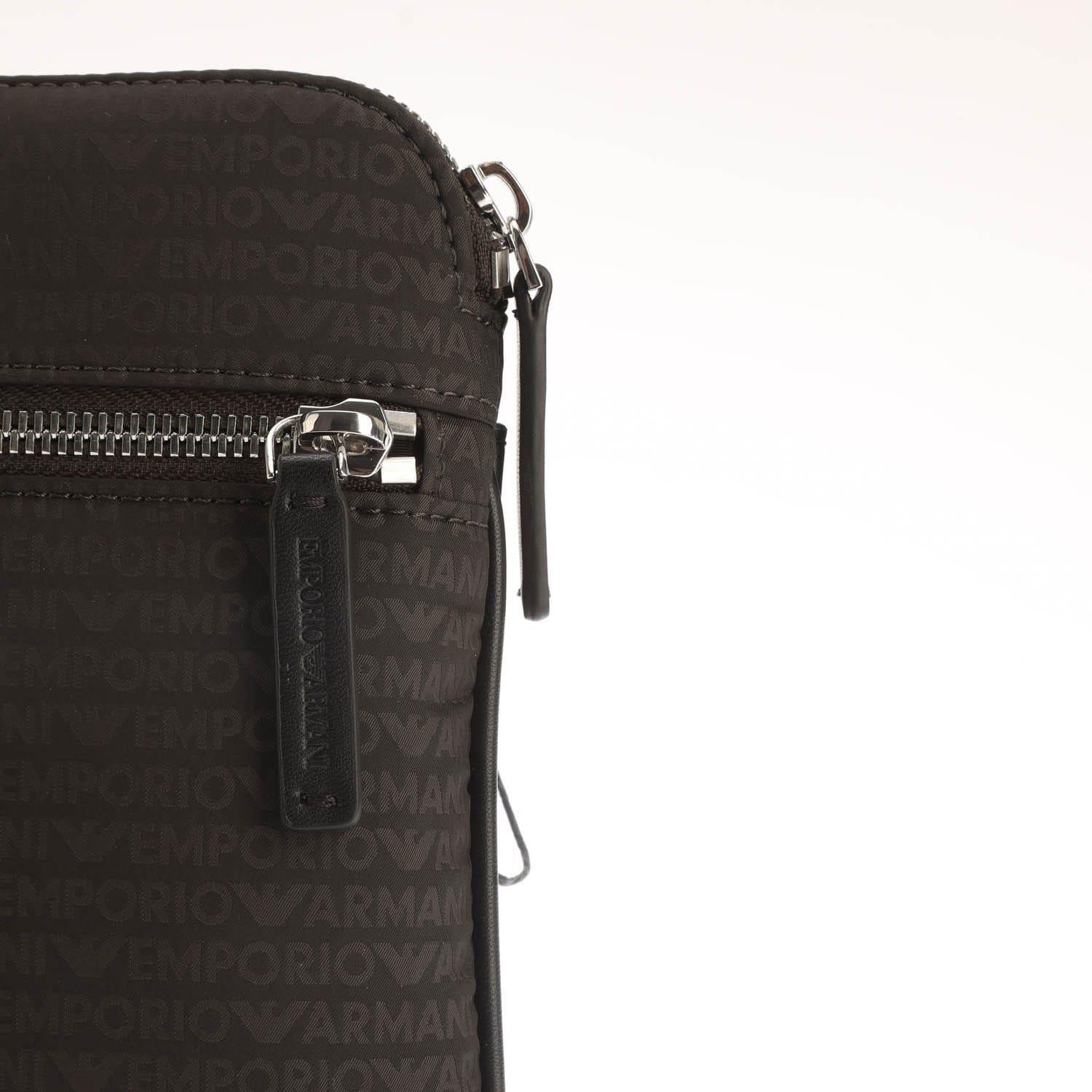 Black - Emporio Armani - Nylon Allover Jacquard Logo Shoulder Bag - 3