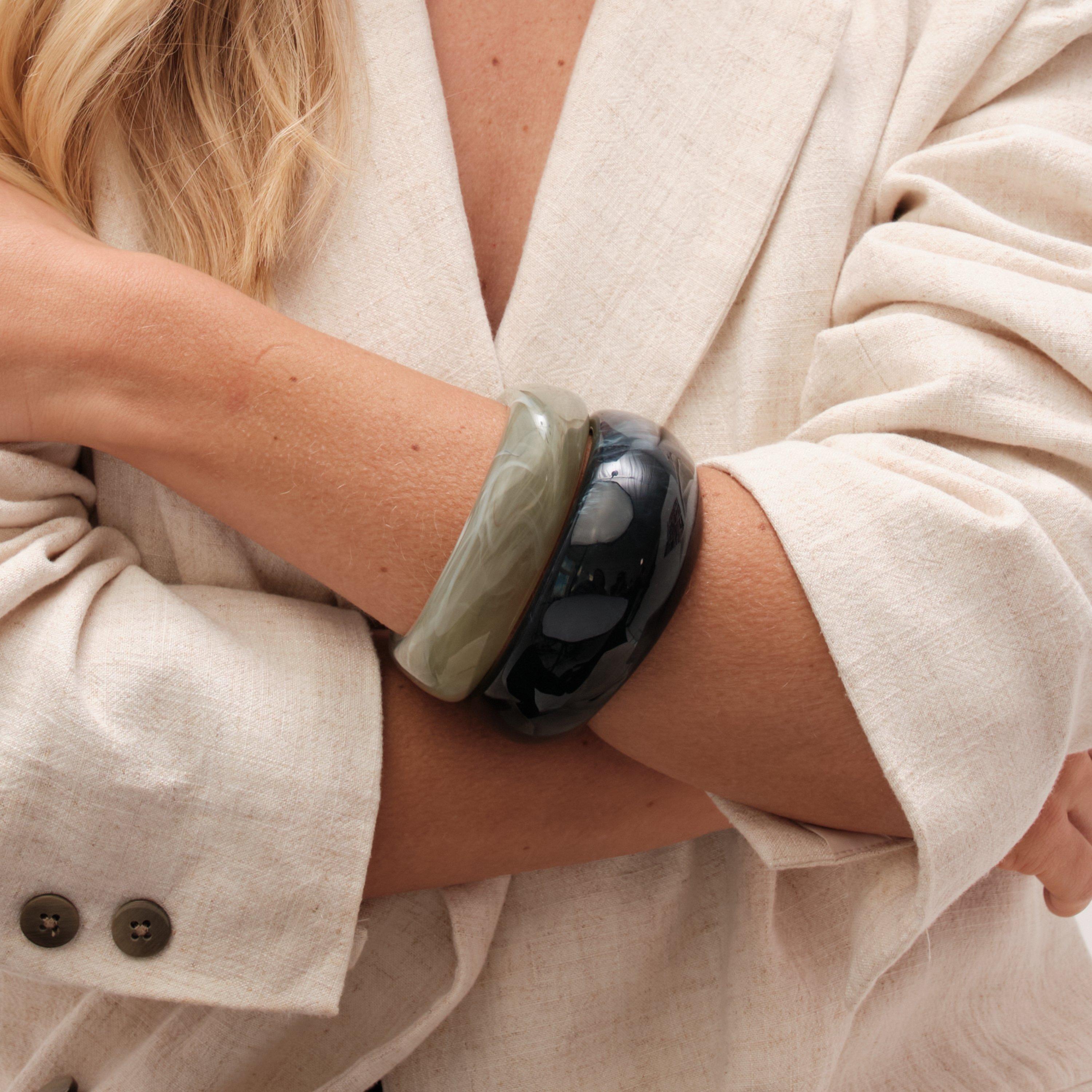 Silver - Jon Richard - Blue Resin Statement Stacker Bracelet - 2