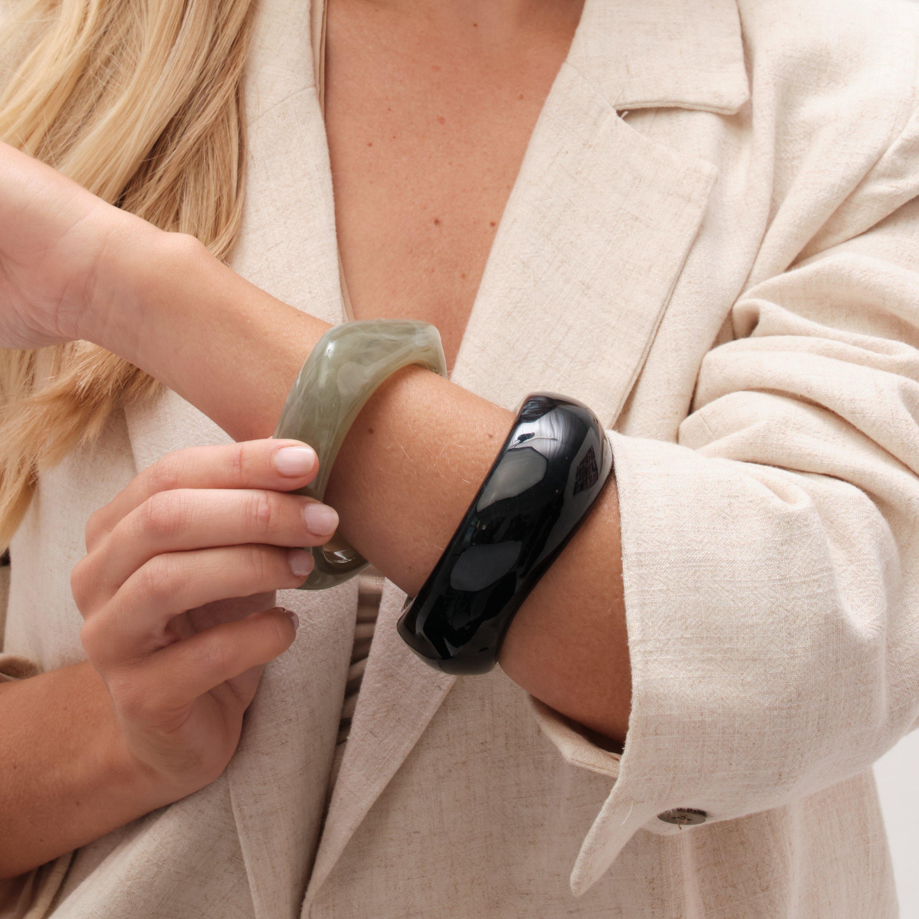 Silver - Jon Richard - Blue Resin Statement Stacker Bracelet - 3