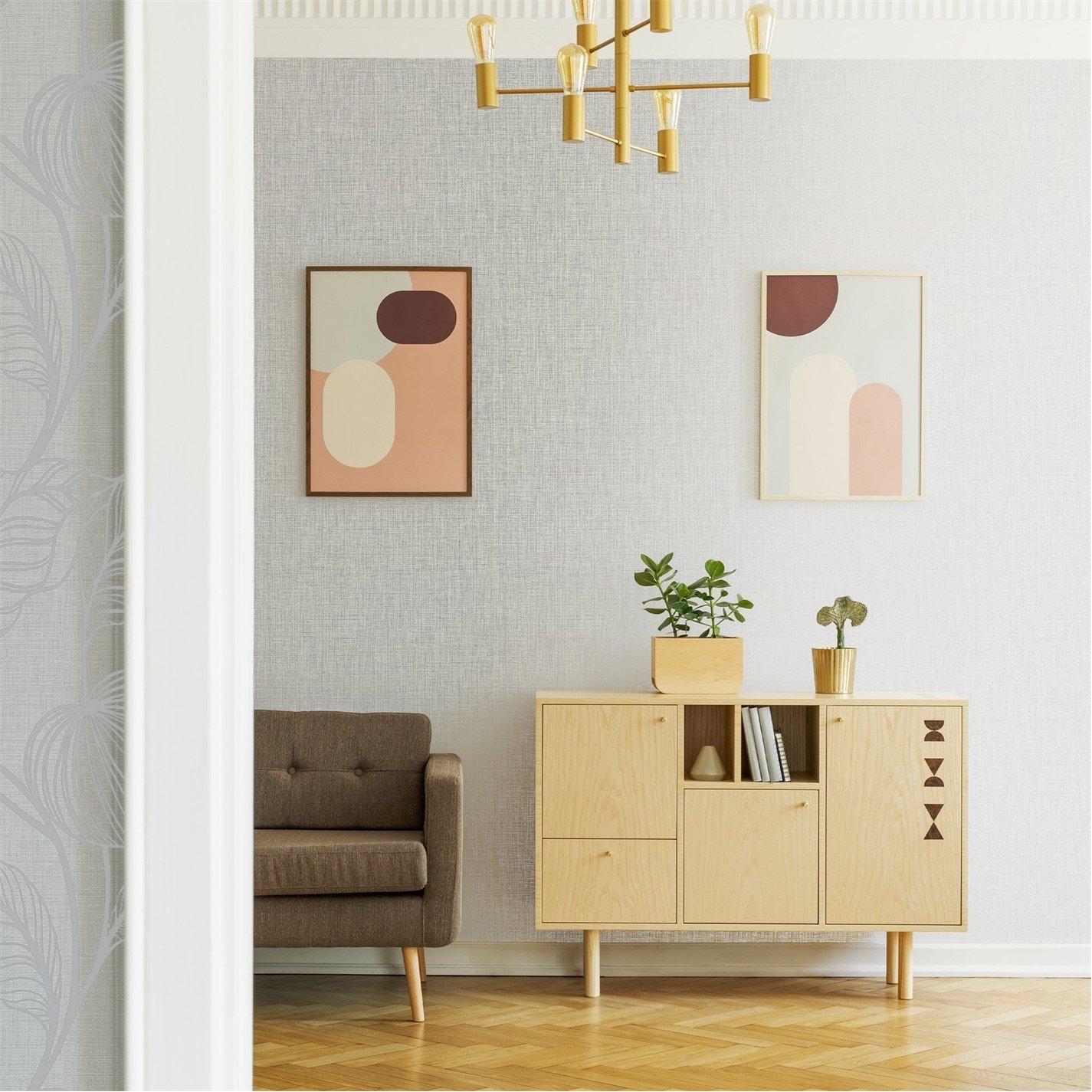Boutique  Royal Silk Textured Plain Wallpaper Moonstone