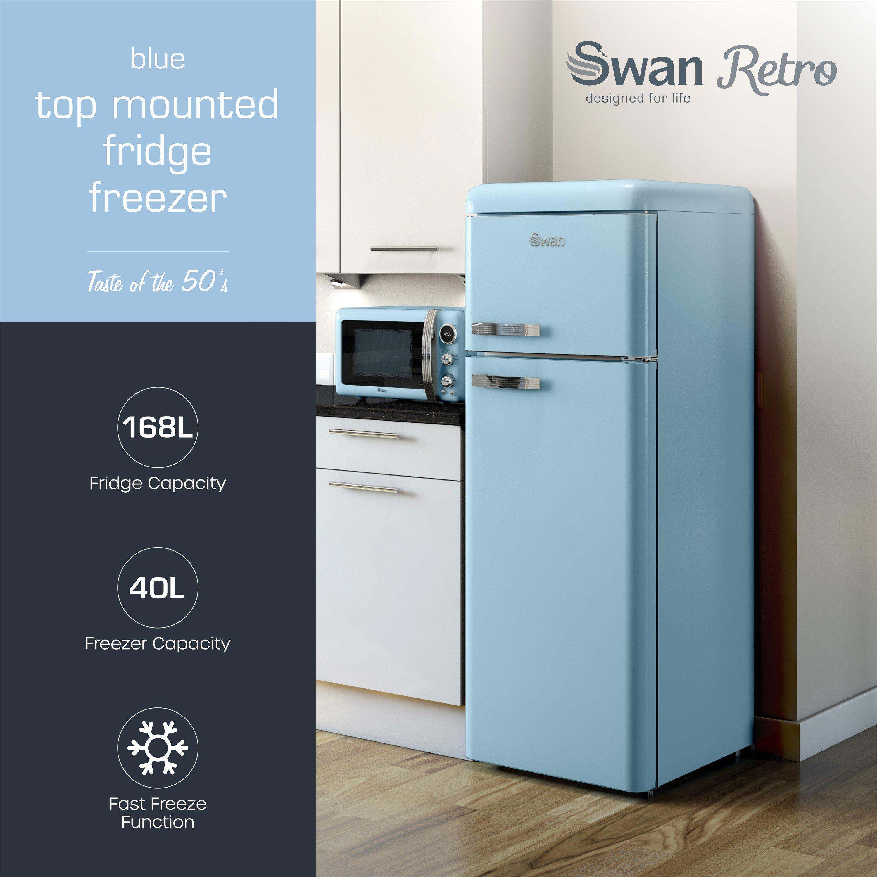 Blue - Swan - Top Mounted Fridge Freezer Blue - 2