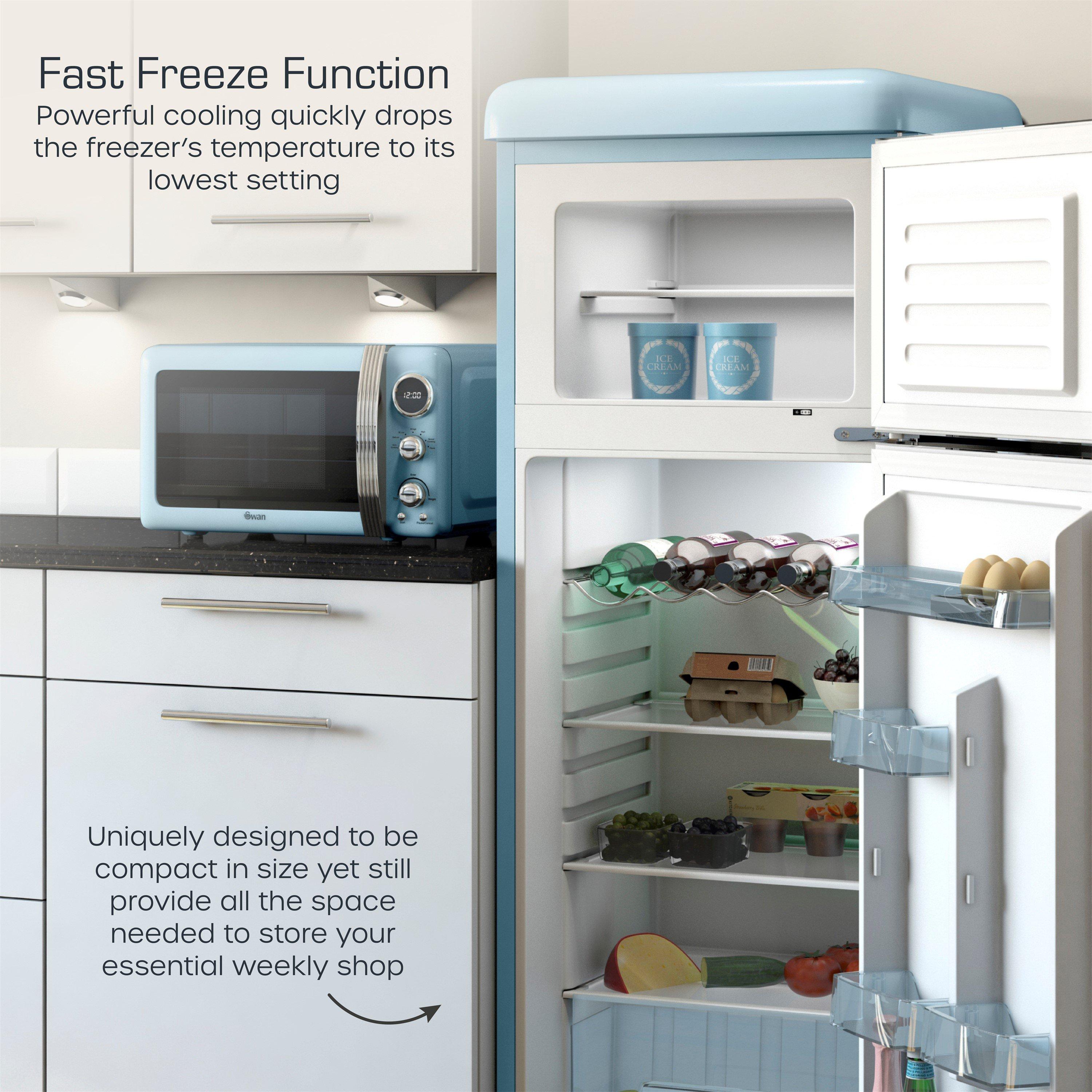 Blue - Swan - Top Mounted Fridge Freezer Blue - 4