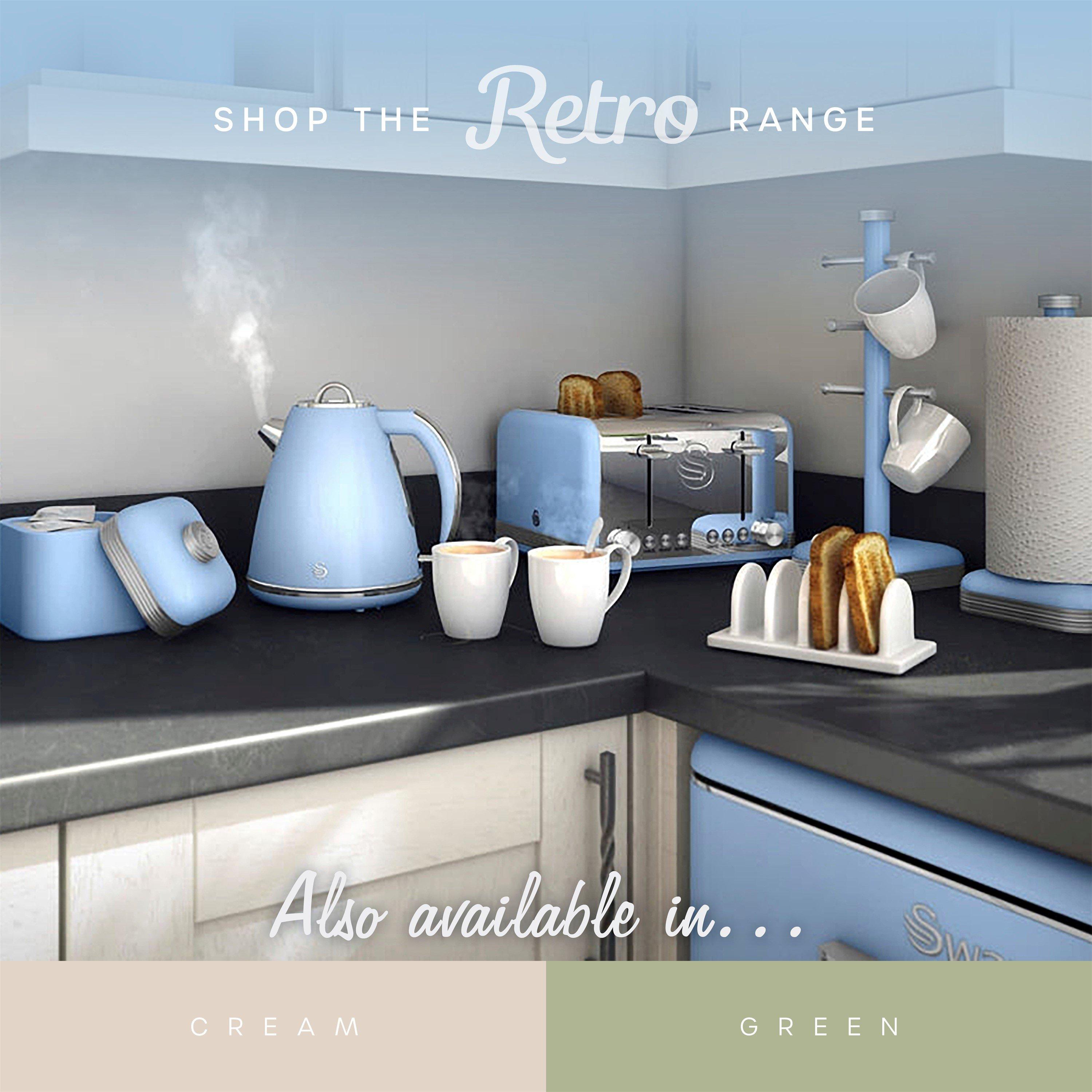 Blue - Swan - Top Mounted Fridge Freezer Blue - 9