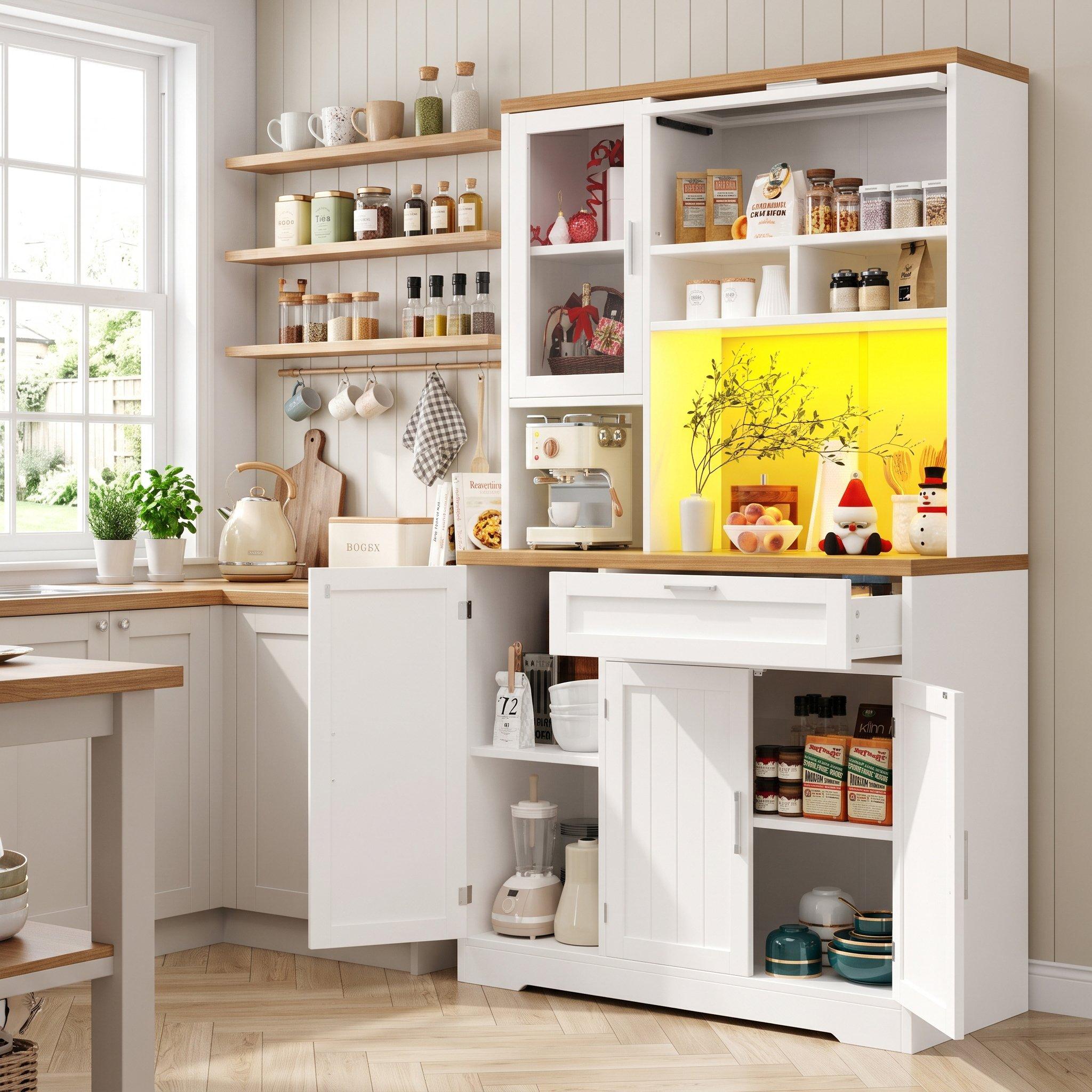 White - Urban Meuble - Display Storage Cabinet with LED Lighting - 4