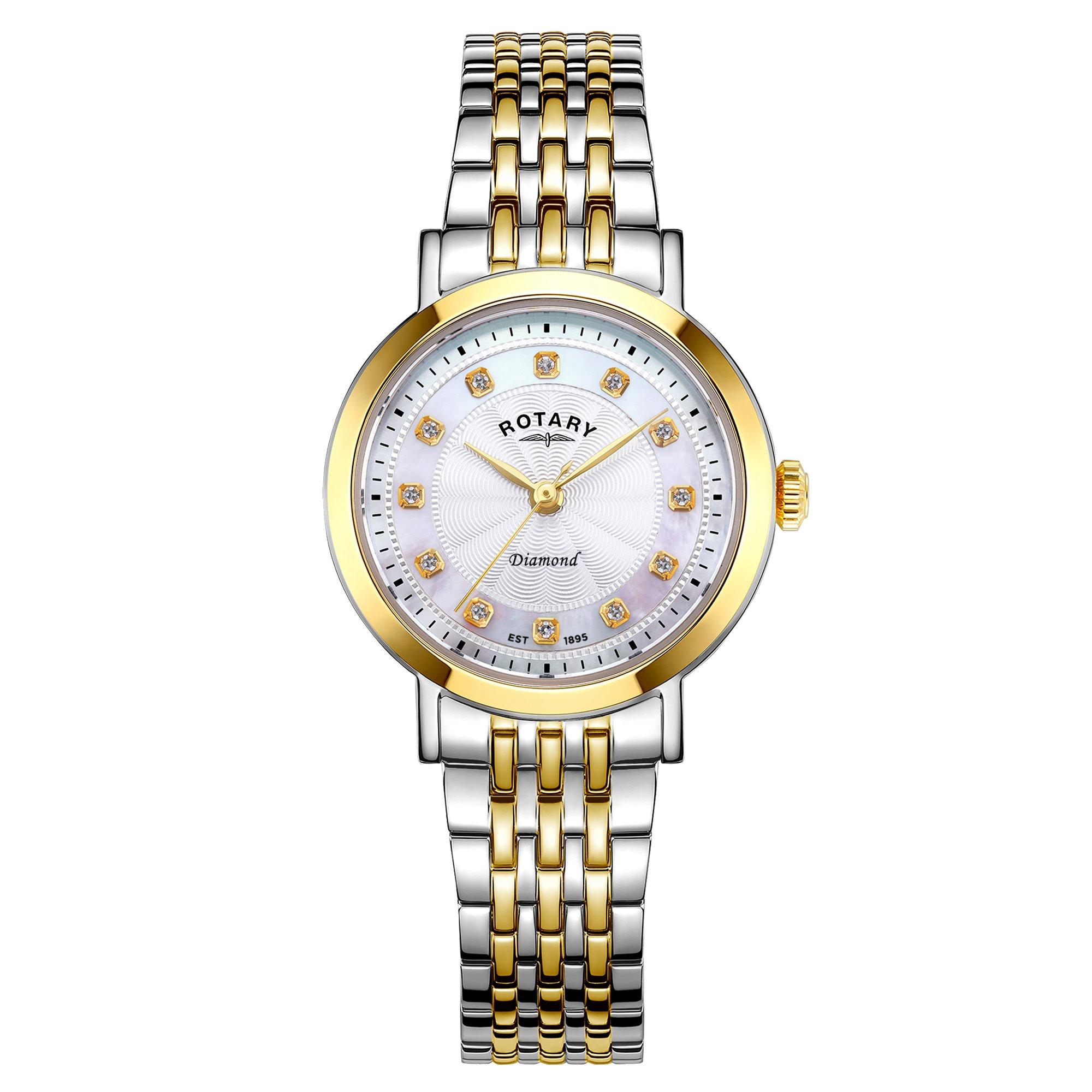 Silver & Gold - Rotary - Ladies Heritage MOP Diamond SS Bracelet Wat - 1