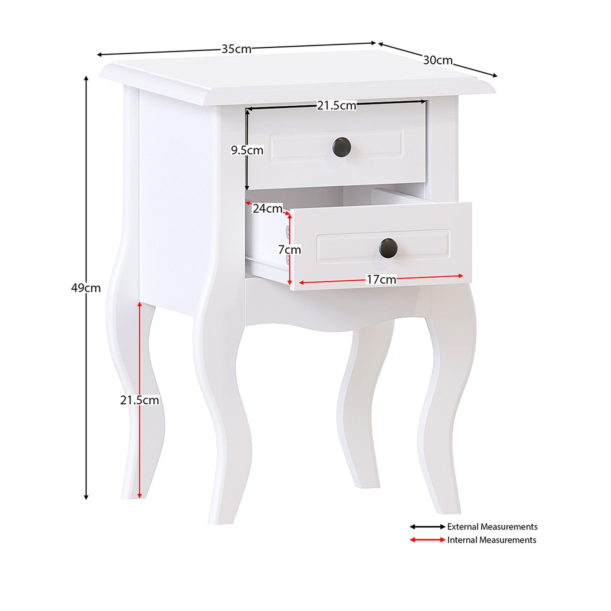 White - Lassic - Nishano 2 Drawer Bedside Cabinet Set of 2 - 2