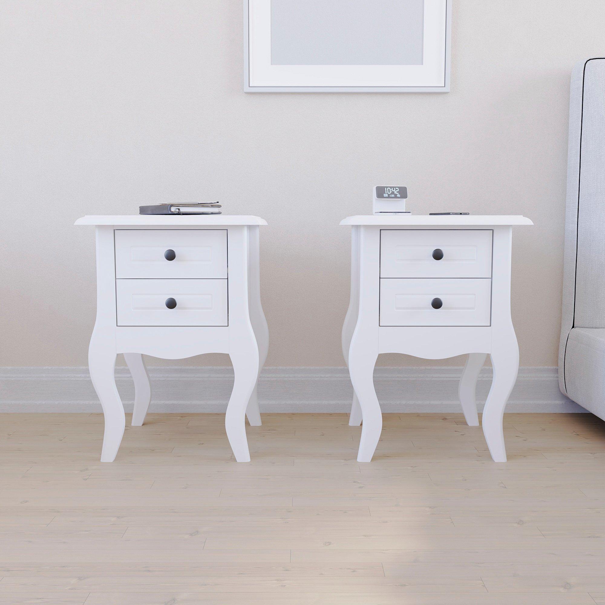 White - Lassic - Nishano 2 Drawer Bedside Cabinet Set of 2 - 3
