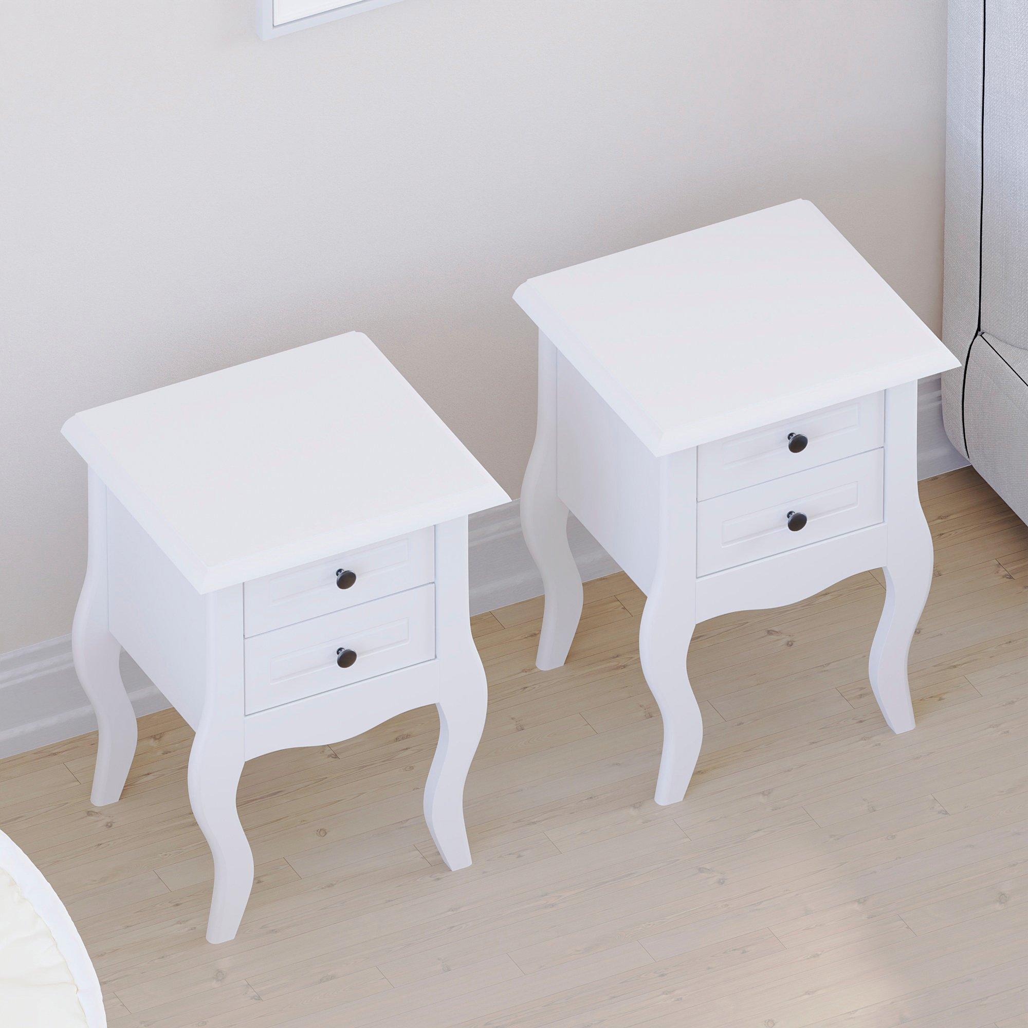 White - Lassic - Nishano 2 Drawer Bedside Cabinet Set of 2 - 5