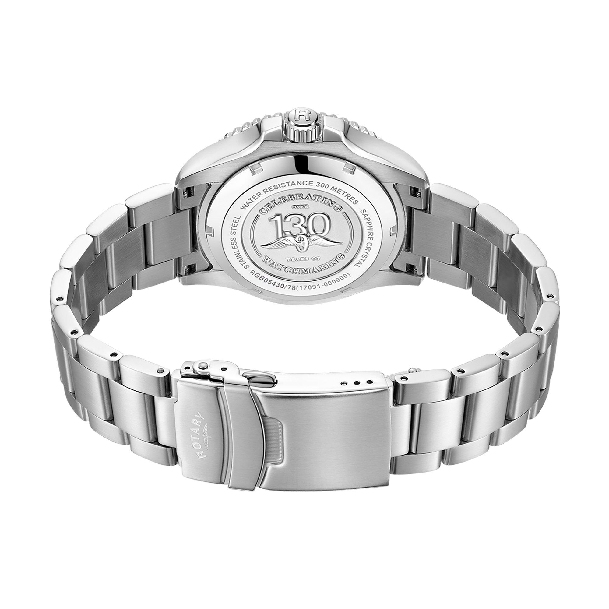 Silver - Rotary - Rotary Mens Seamatic Green Dial SS Bracelet Watch - 4