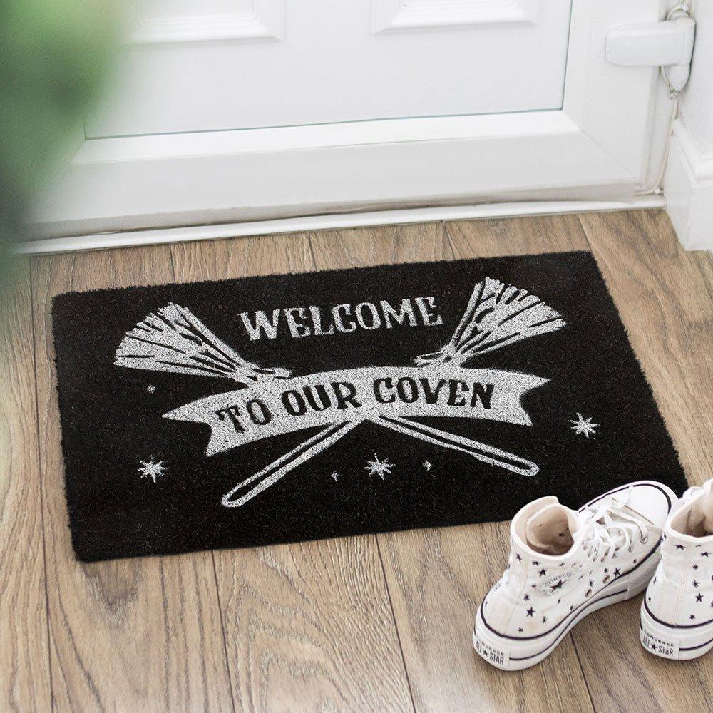 Something Different  Welcome To Our Coven Doormat Black
