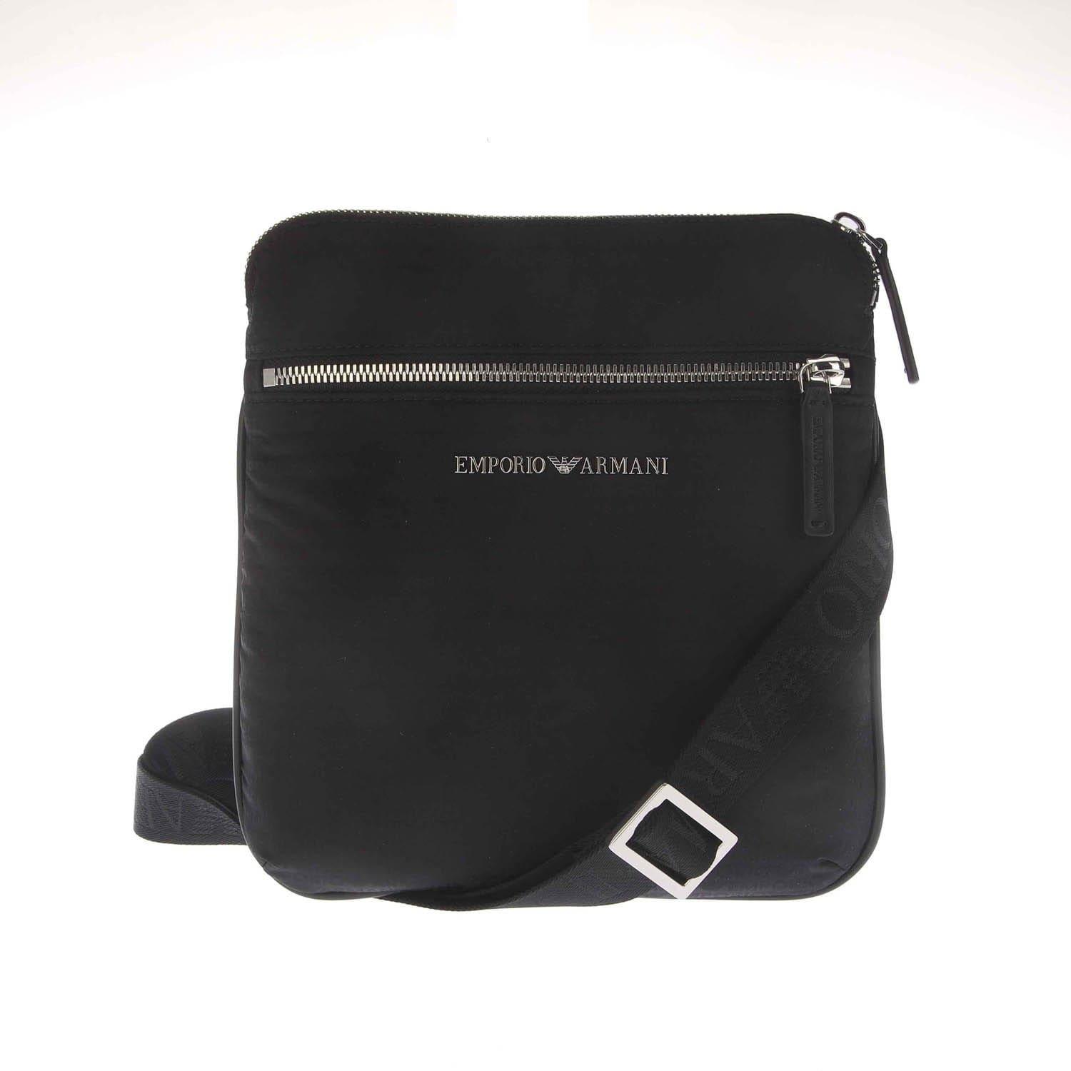 Black - Emporio Armani - Nylon Allover Jacquard Logo Shoulder Bag - 1