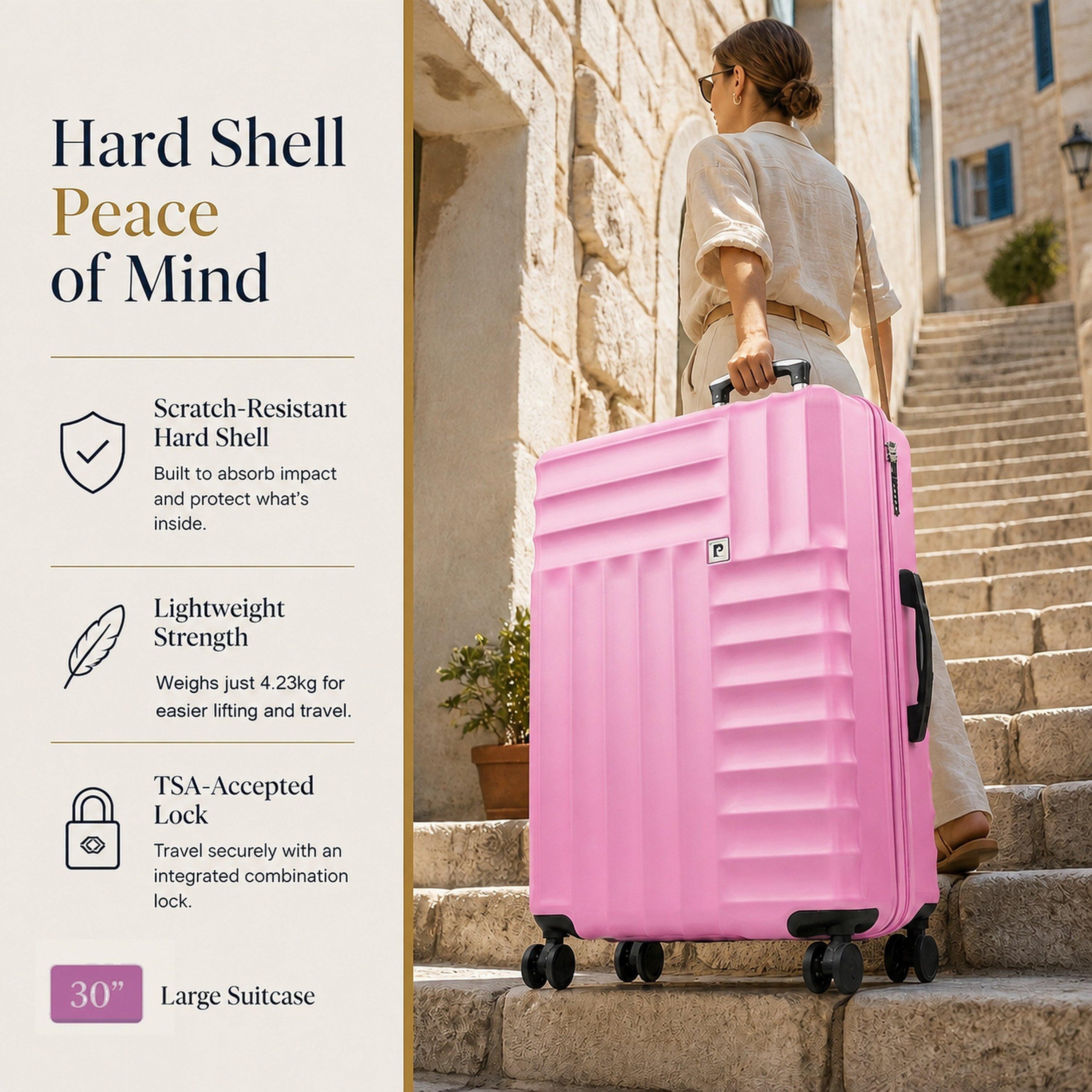 Fondant Pink - Pierre Cardin - Soleil 30-inch Hard Shell Luggage Large Suitcase - 8