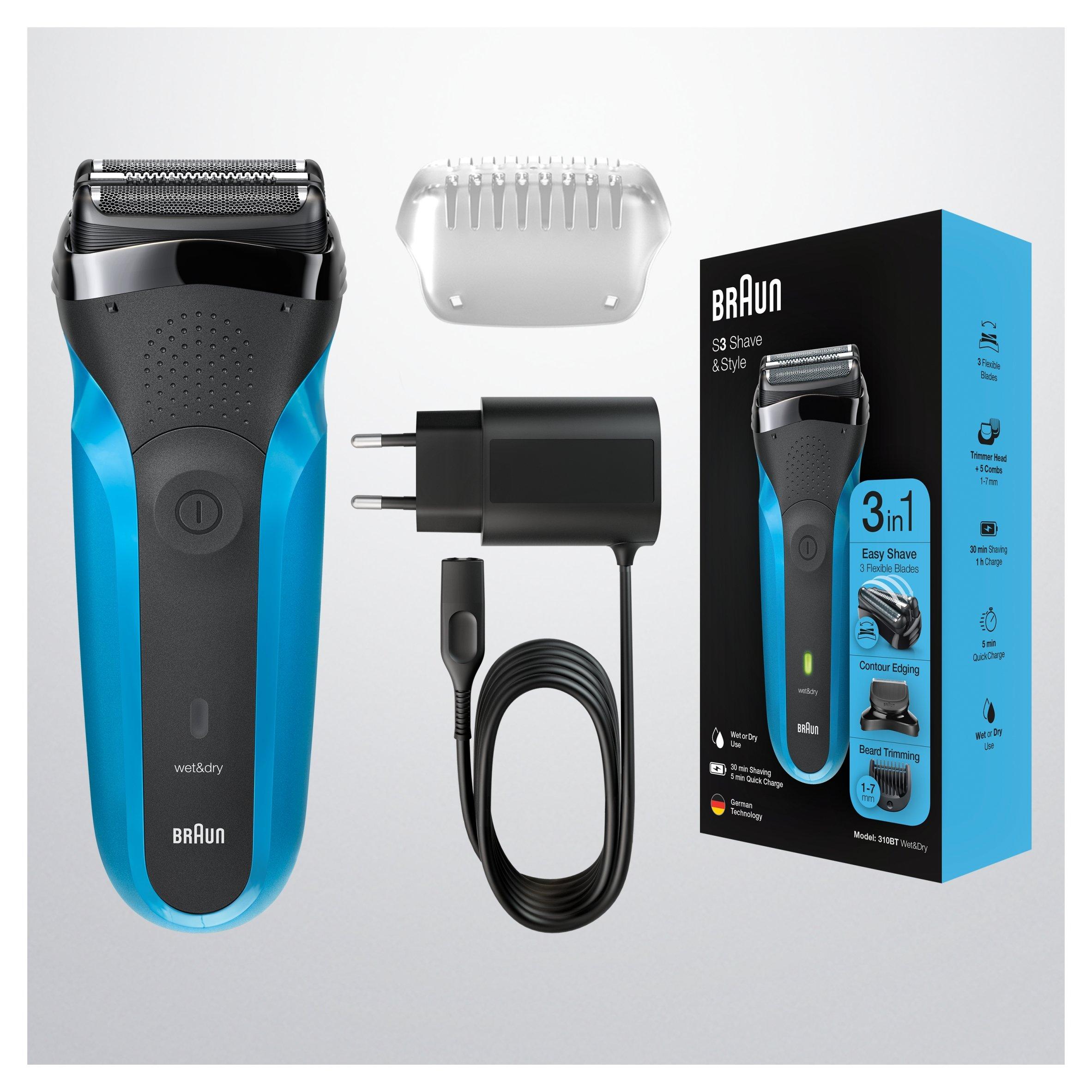 Black/Blue - Braun - Braun S3 Shave & Style 310BT Electric Shaver - 7