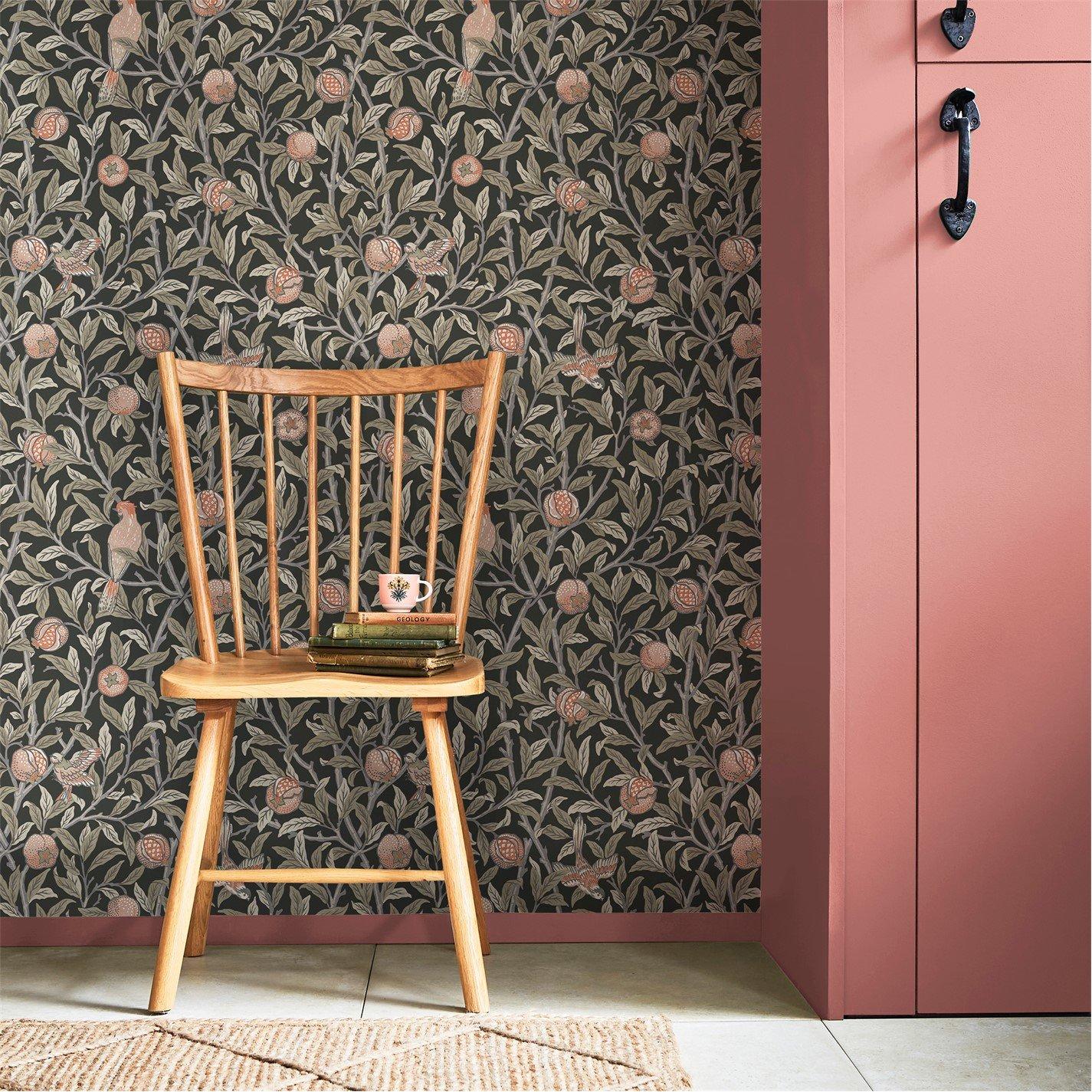 William Morris At Home  Bird & Pomegranate Wallpaper Charcoal