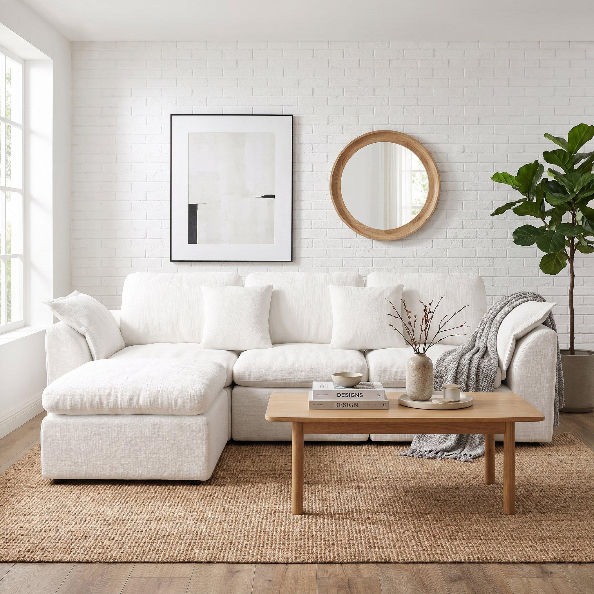 Off White - Urban Meuble - Modular Sectional Cloud Couch with Ottoman - 2