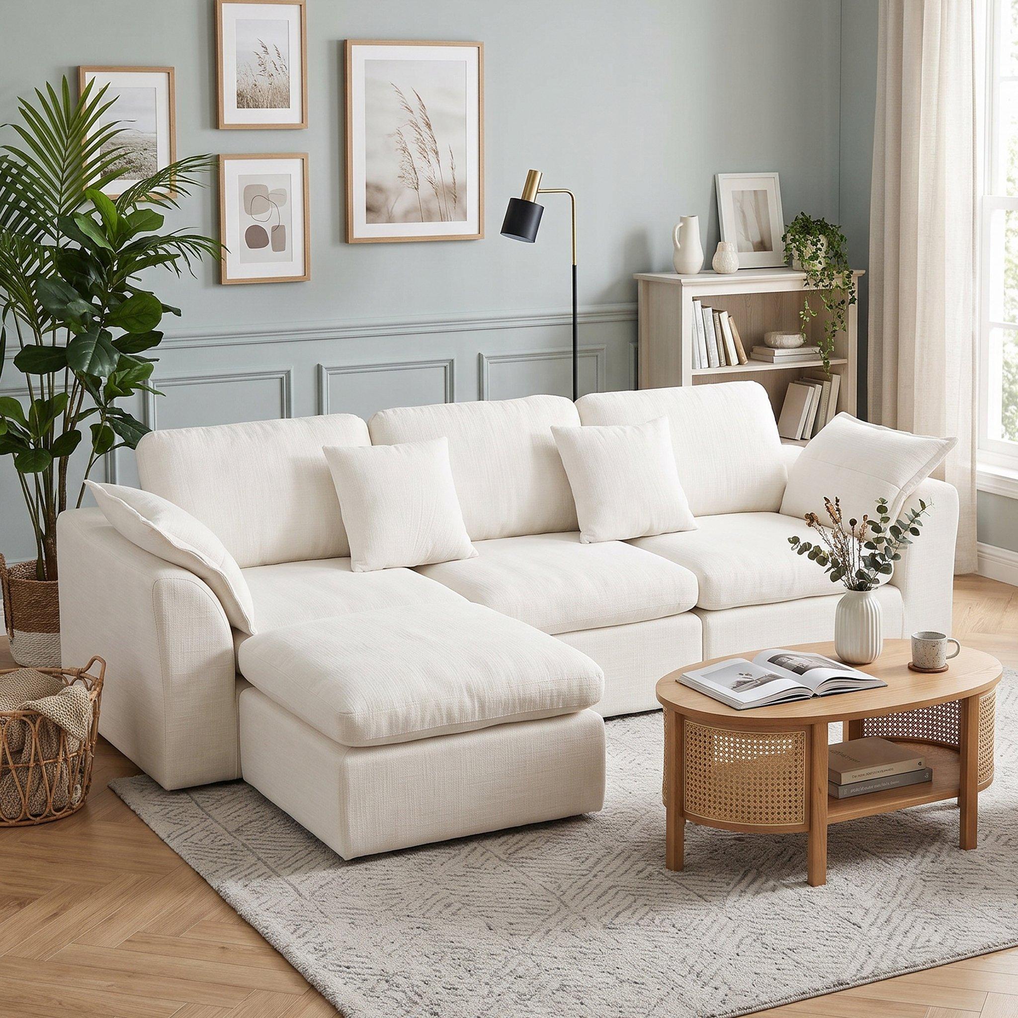 Off White - Urban Meuble - Modular Sectional Cloud Couch with Ottoman - 3