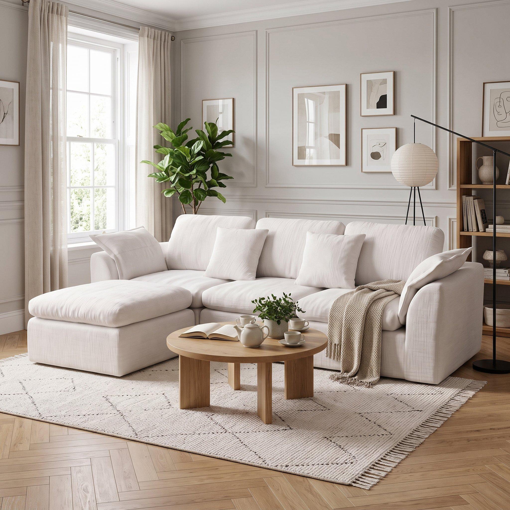 Off White - Urban Meuble - Modular Sectional Cloud Couch with Ottoman - 4