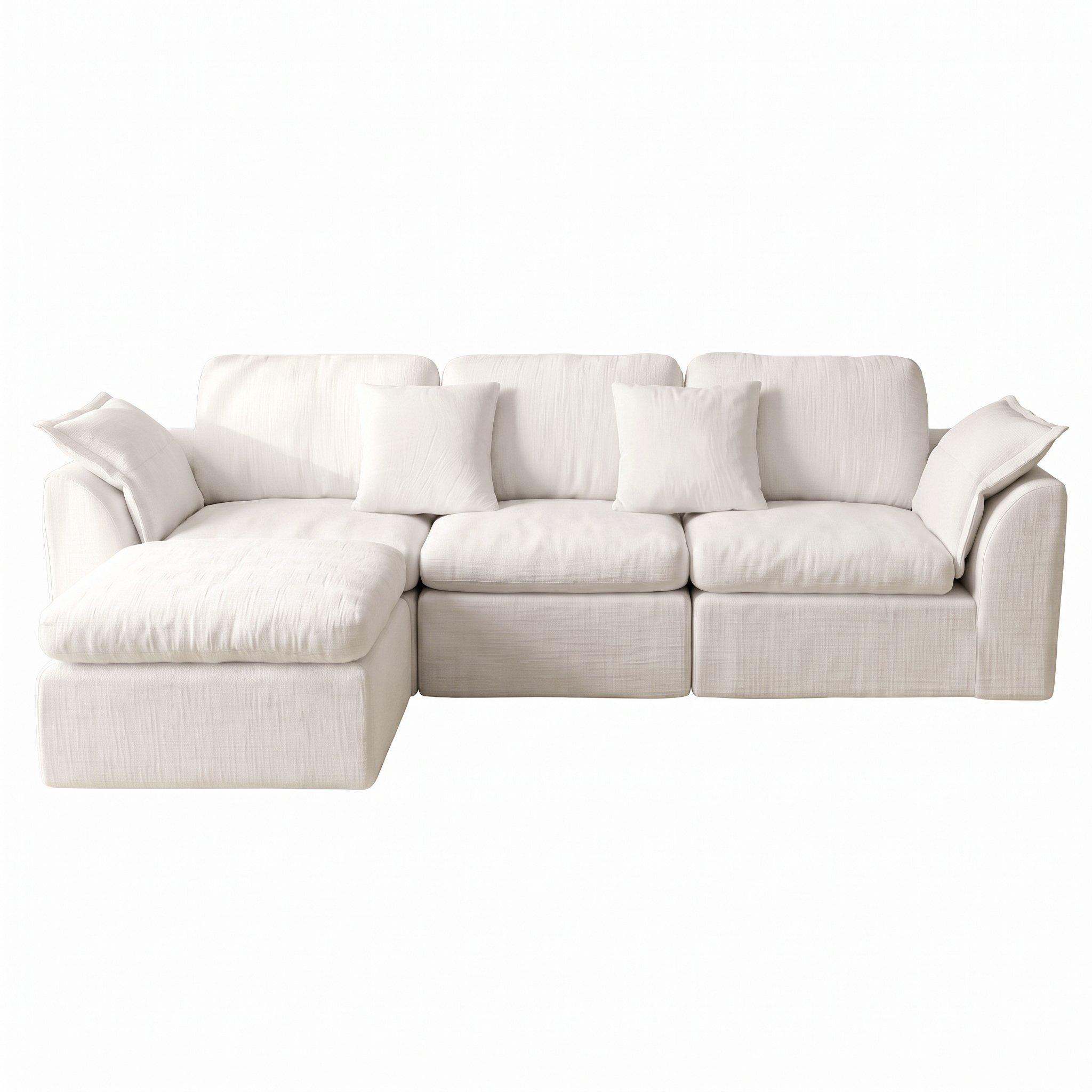 Off White - Urban Meuble - Modular Sectional Cloud Couch with Ottoman - 5