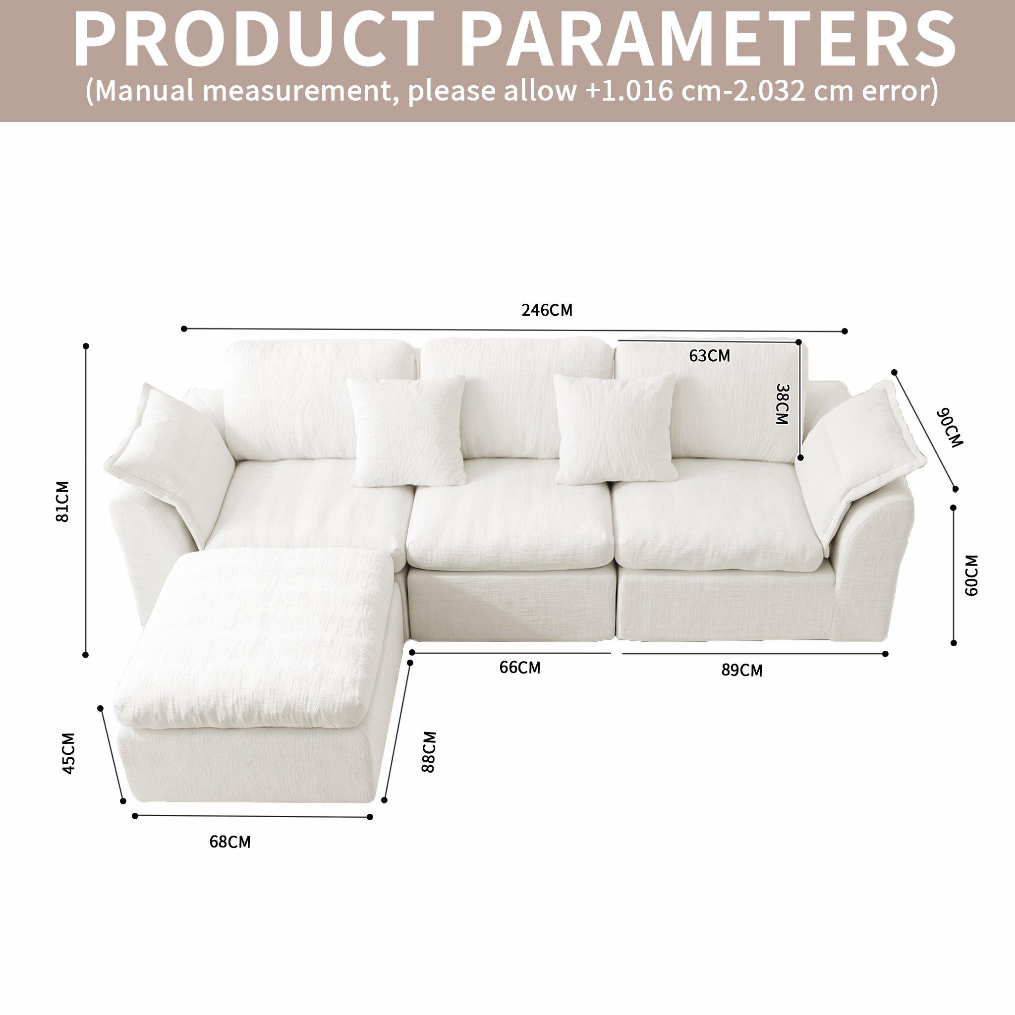 Off White - Urban Meuble - Modular Sectional Cloud Couch with Ottoman - 6