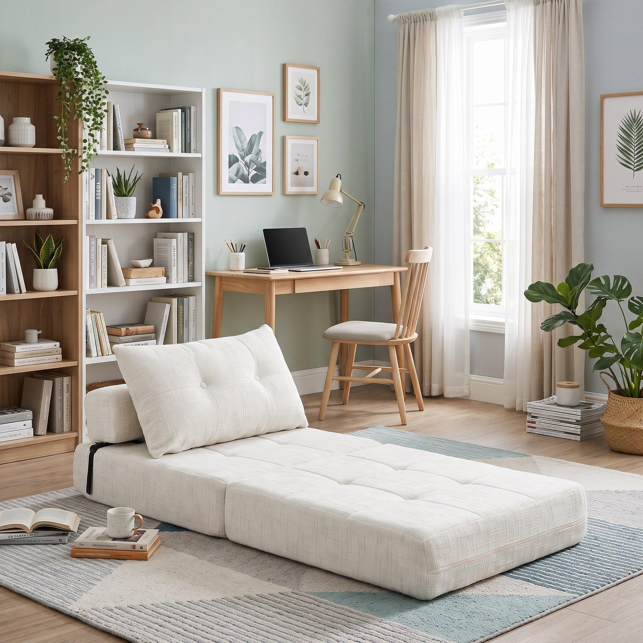 Beige - Urban Meuble - Convertible Folding Sofa Bed Sleeper Chair - 2