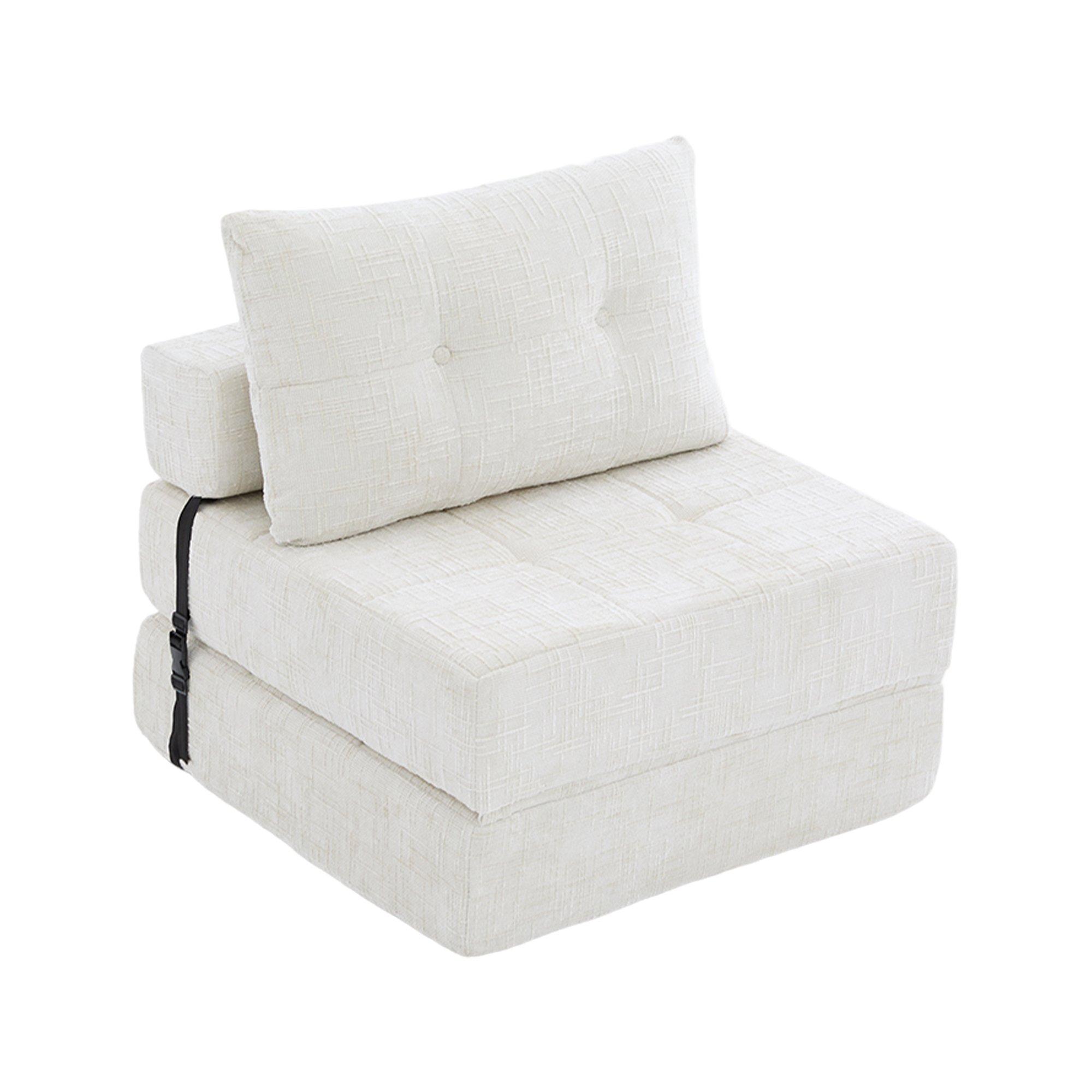 Beige - Urban Meuble - Convertible Folding Sofa Bed Sleeper Chair - 12