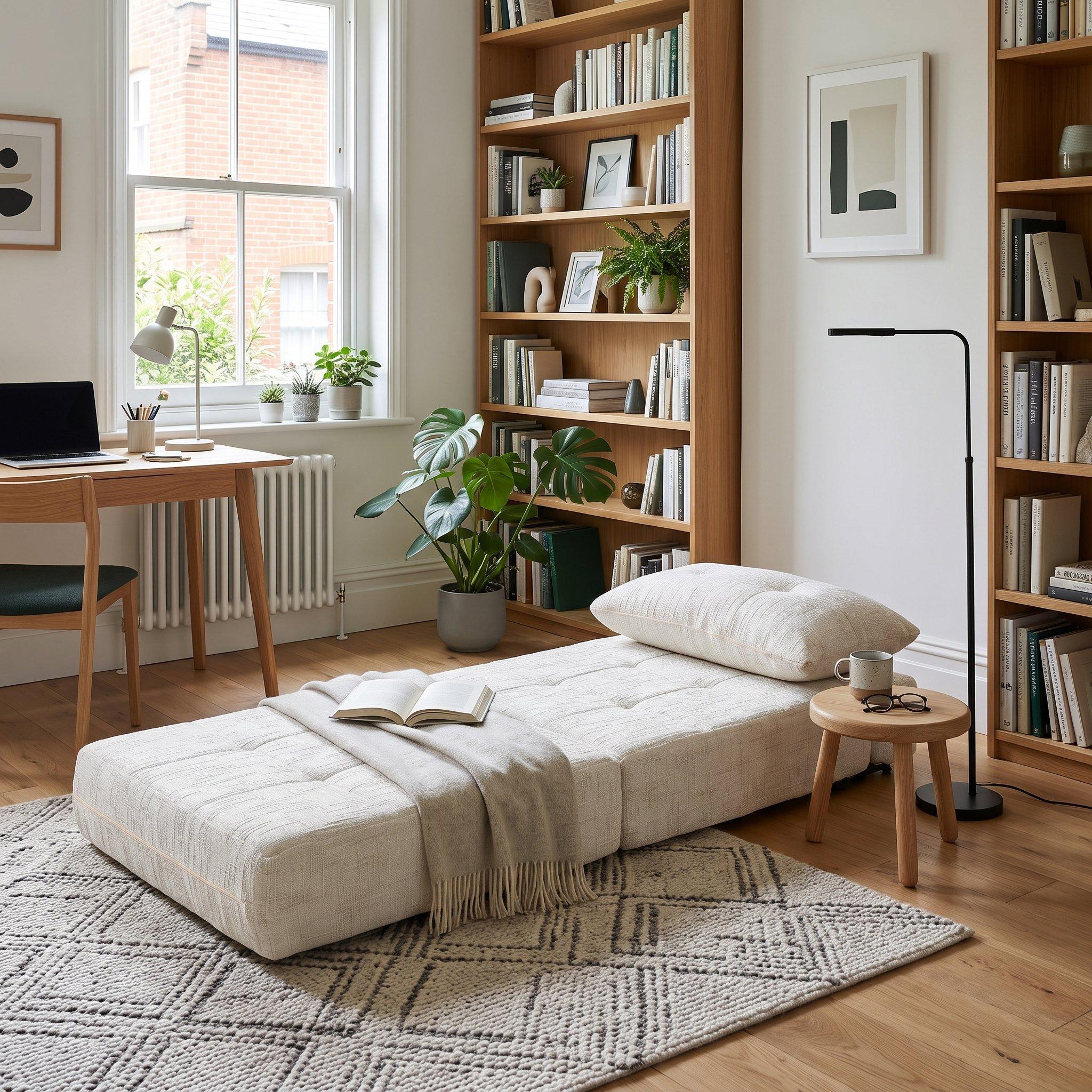 Beige - Urban Meuble - Convertible Folding Sofa Bed Sleeper Chair - 3