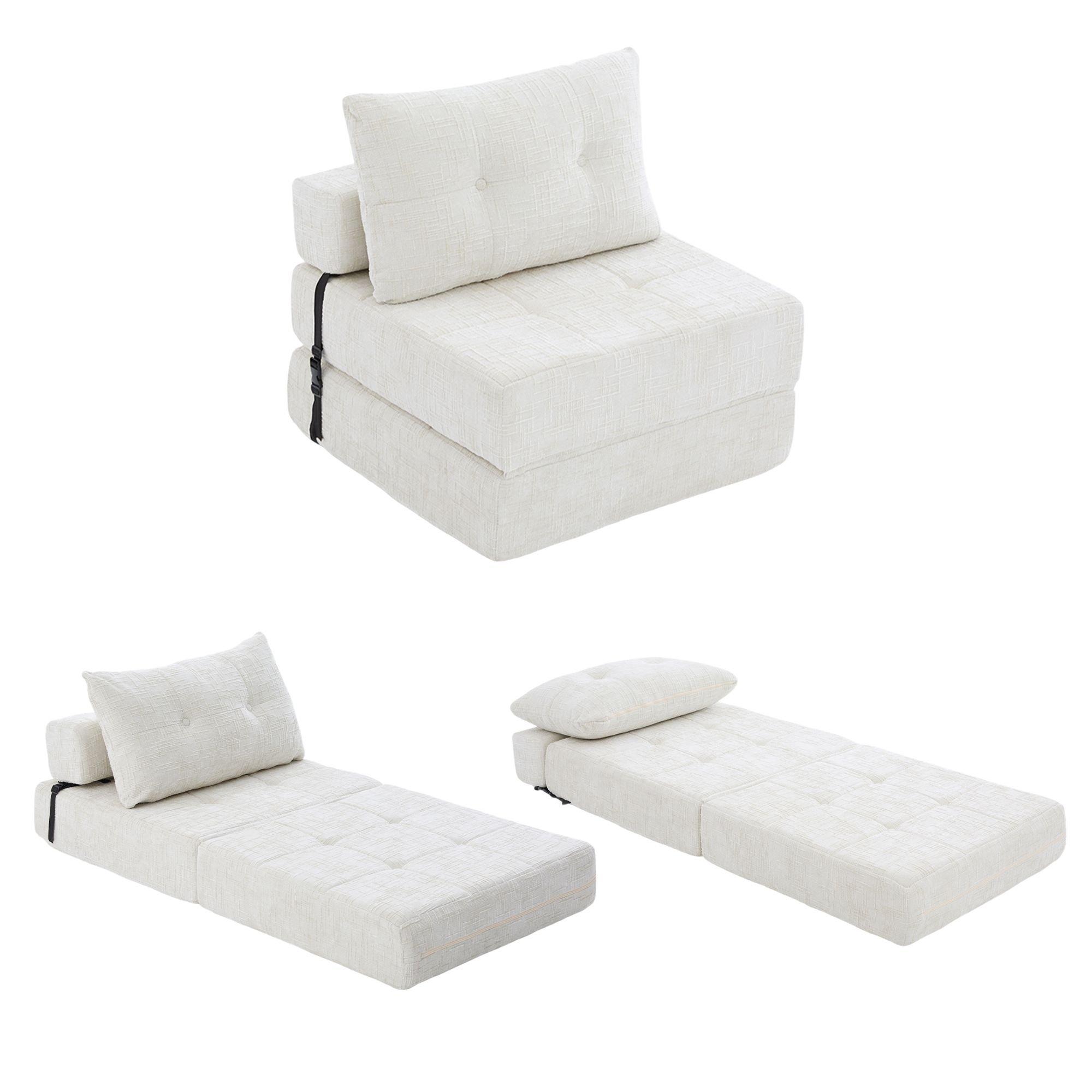 Beige - Urban Meuble - Convertible Folding Sofa Bed Sleeper Chair - 5