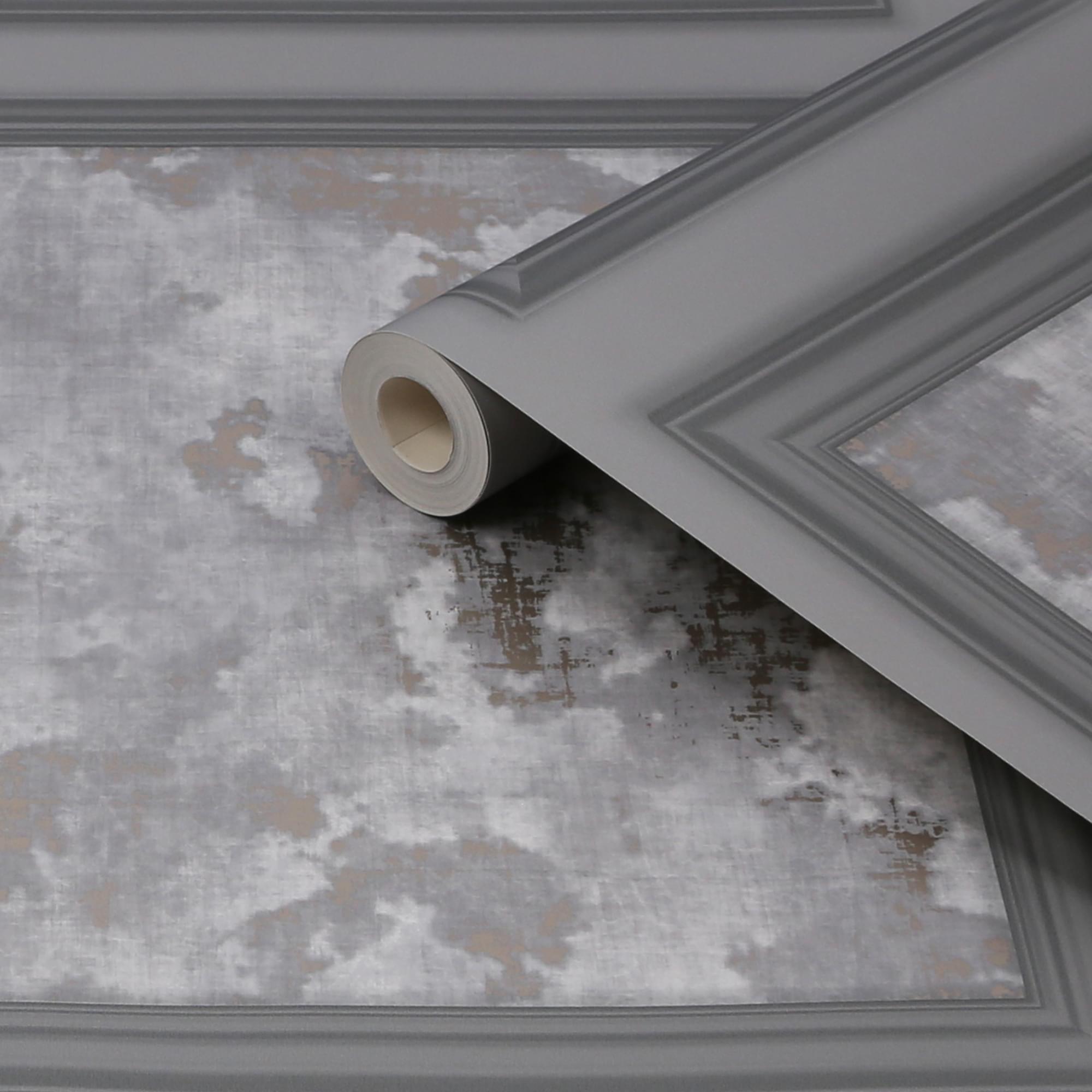 Grey - Fresco - Urban Texture Grey Panel Wallpaper - 4