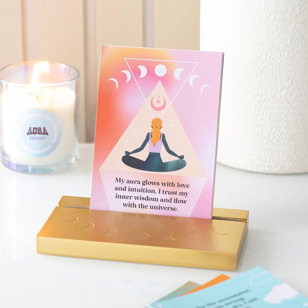 Something Different  Aura Affirmation Cards With Wooden Stand - Purple