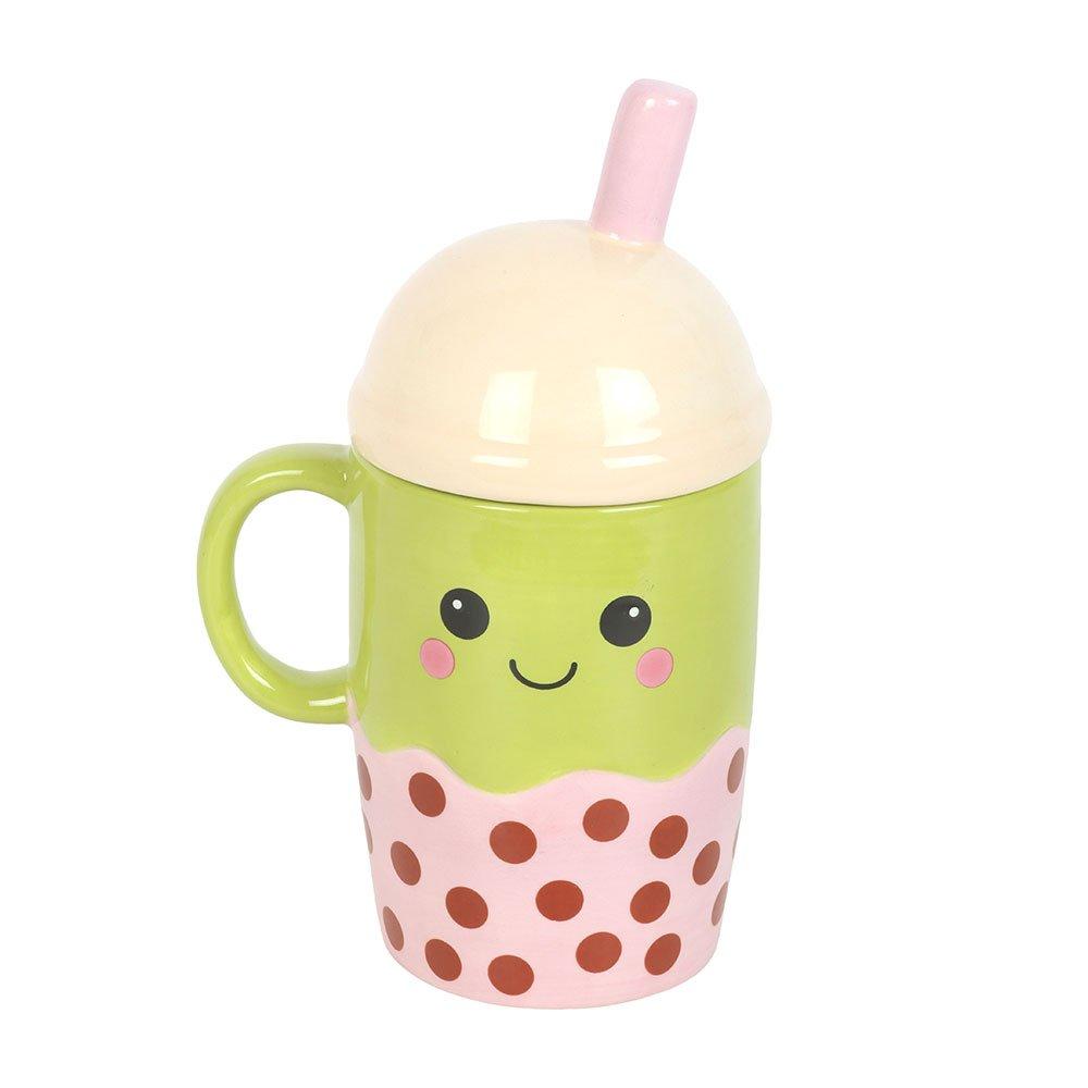 Green - Something Different - Kawaii Bubble Tea Lidded Mug - 2