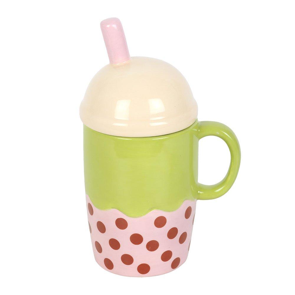 Green - Something Different - Kawaii Bubble Tea Lidded Mug - 5