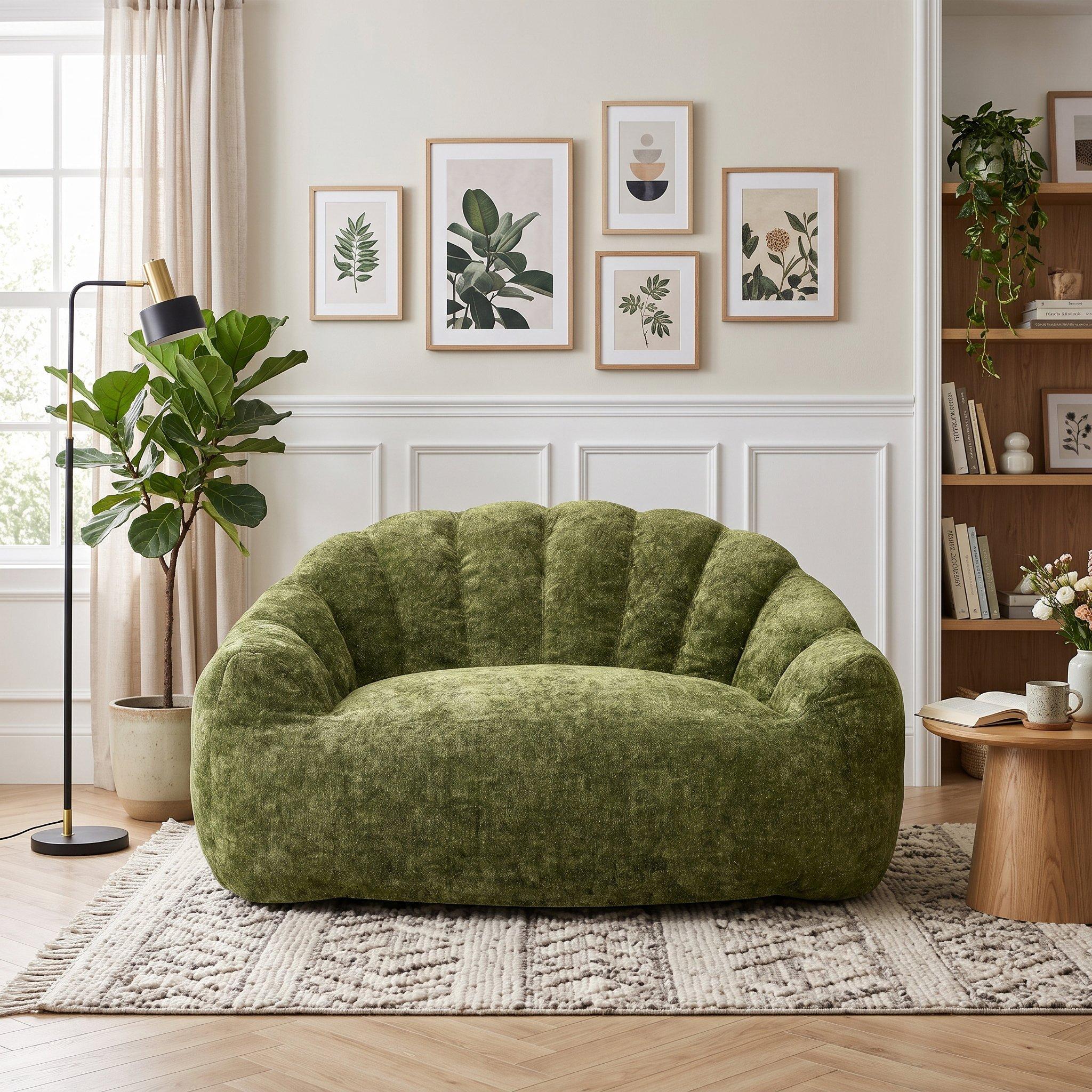 Green - Urban Meuble - Plush 2 Seater Sofa with Ergonomic Back - 1