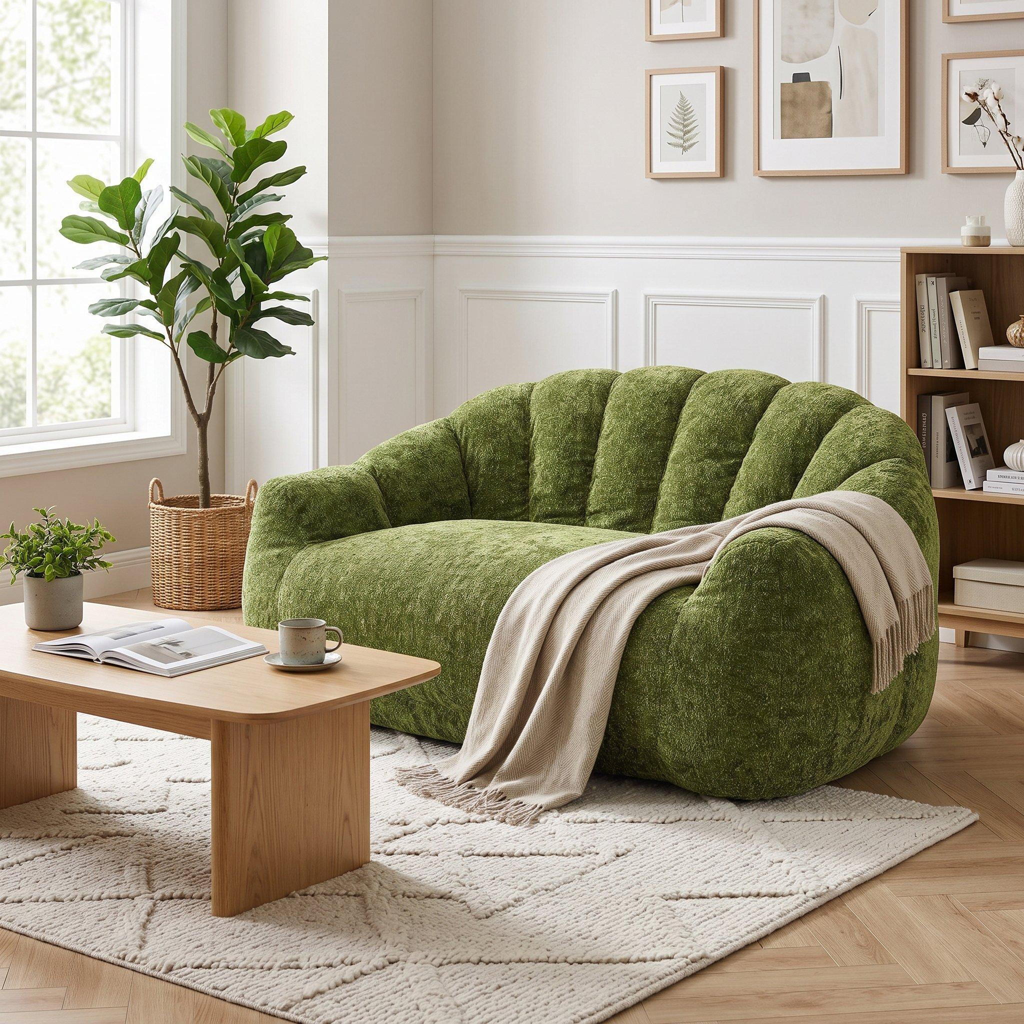 Green - Urban Meuble - Plush 2 Seater Sofa with Ergonomic Back - 3